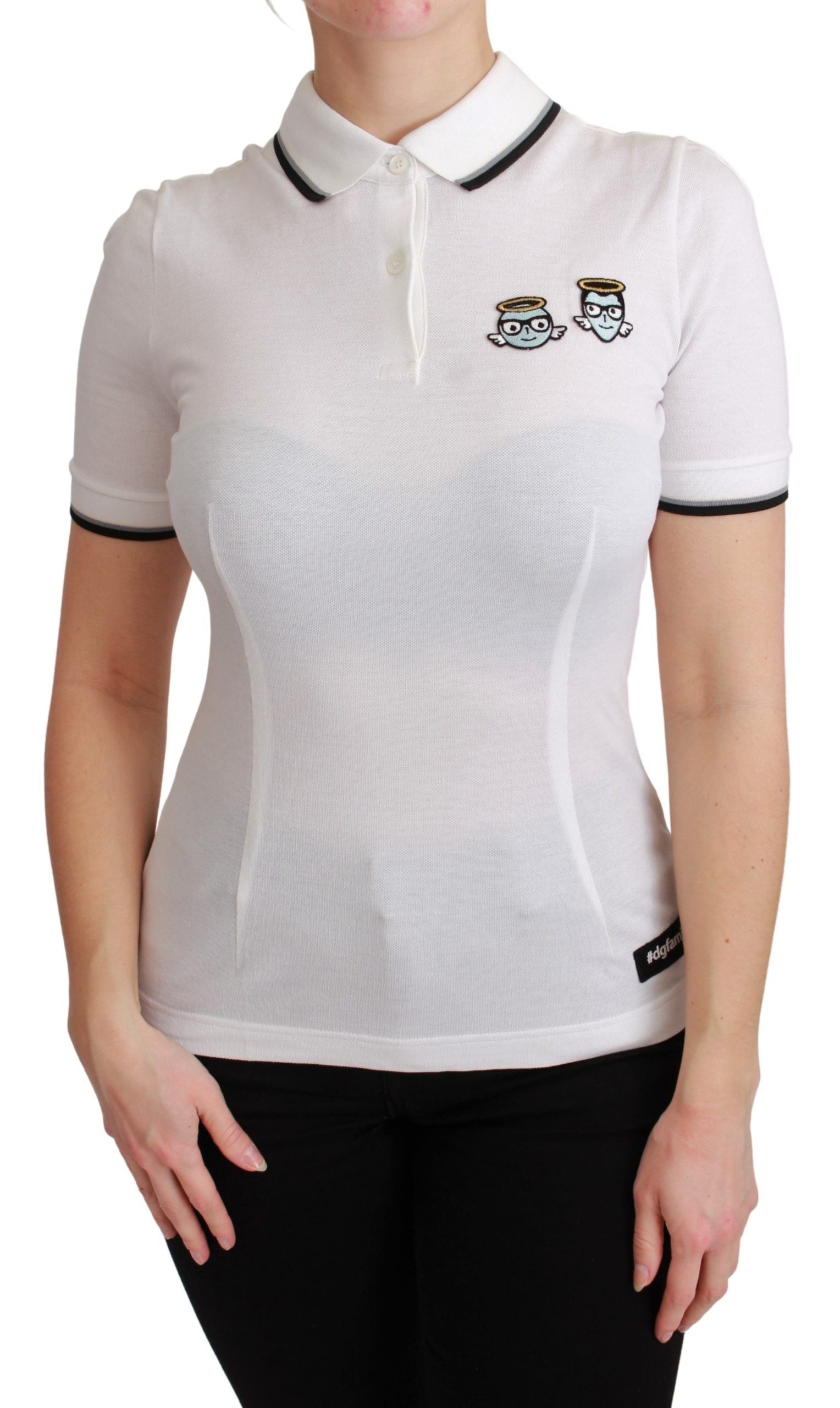 Dolce & Gabbana White Cotton Polo #dgfamily T-shirt Dolce & Gabbana