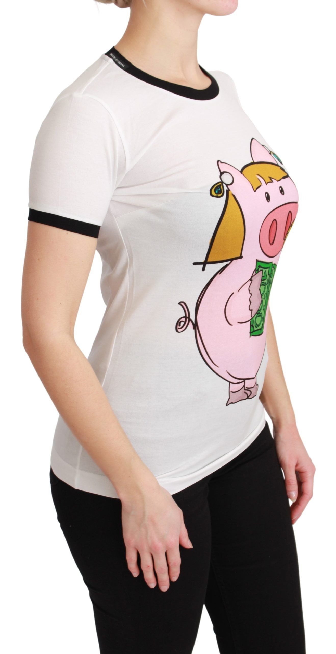 Dolce & Gabbana White YEAR OF THE PIG Top Cotton T-shirt Dolce & Gabbana
