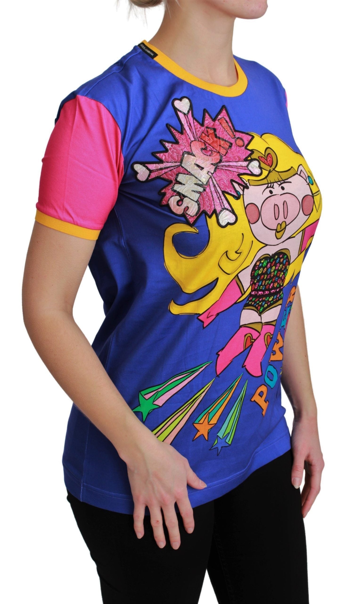 Dolce & Gabbana Purple PIG SUPERGIRL Top Cotton T-shirt Dolce & Gabbana