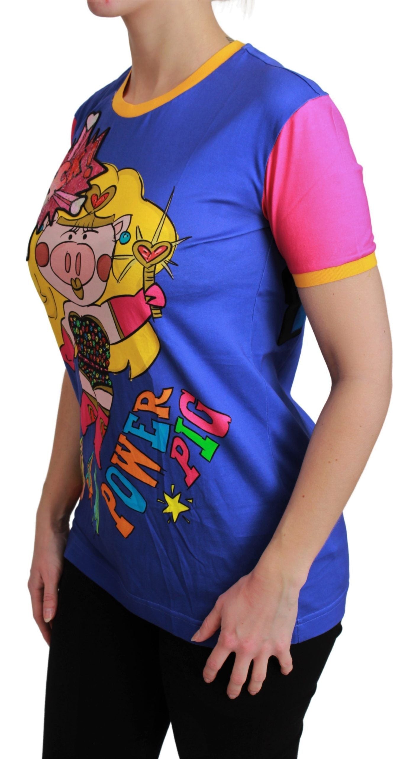 Dolce & Gabbana Purple PIG SUPERGIRL Top Cotton T-shirt Dolce & Gabbana