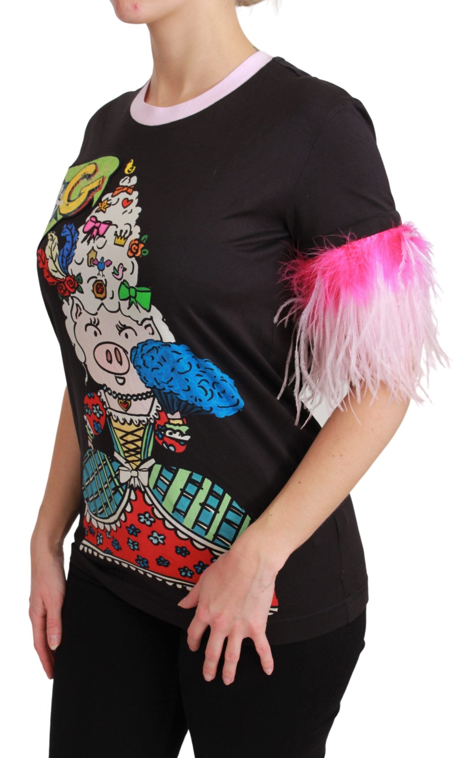 Dolce & Gabbana Black YEAR OF THE PIG Top Cotton  T-shirt Dolce & Gabbana