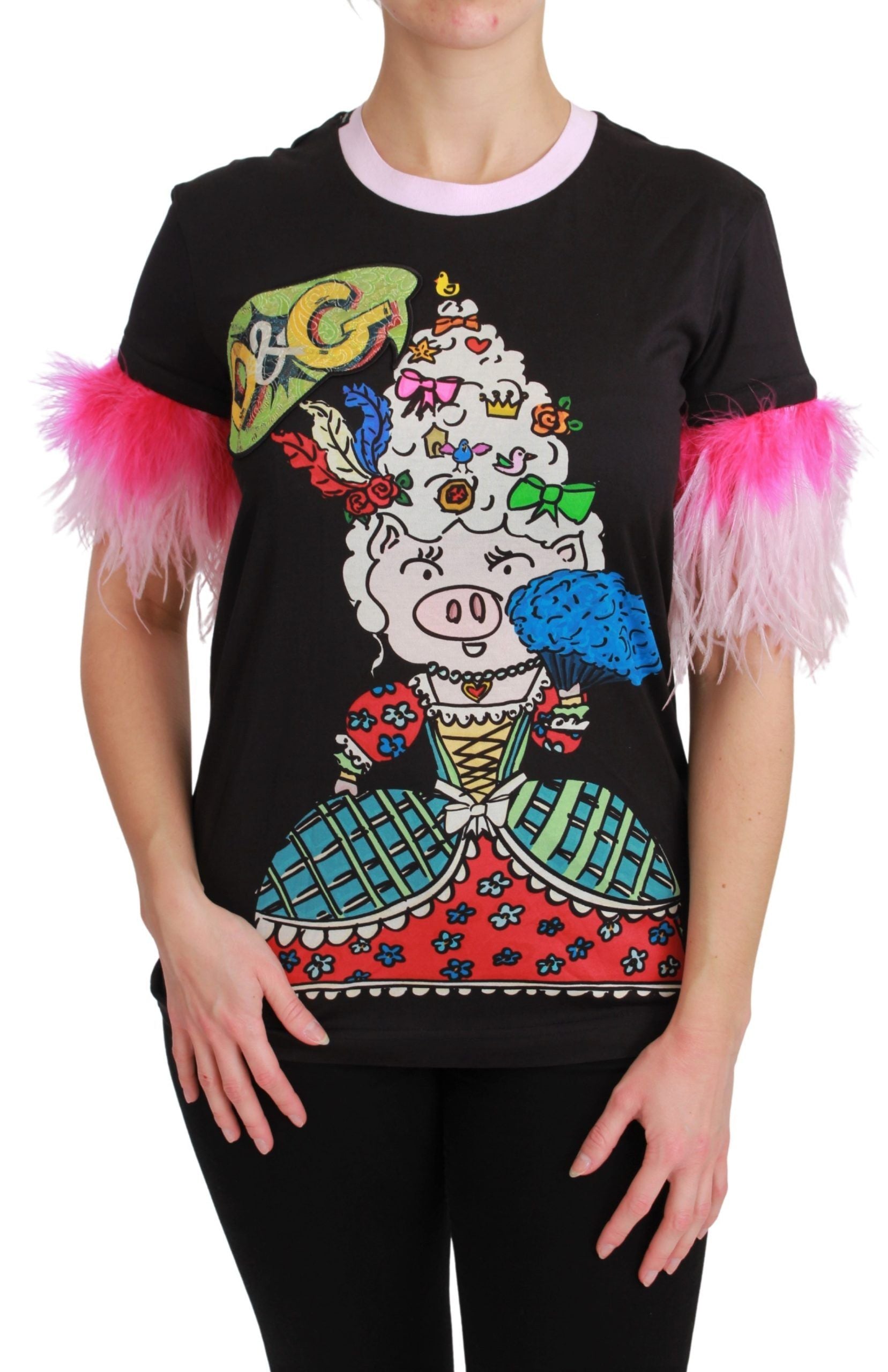 Dolce & Gabbana Black YEAR OF THE PIG Top Cotton  T-shirt Dolce & Gabbana