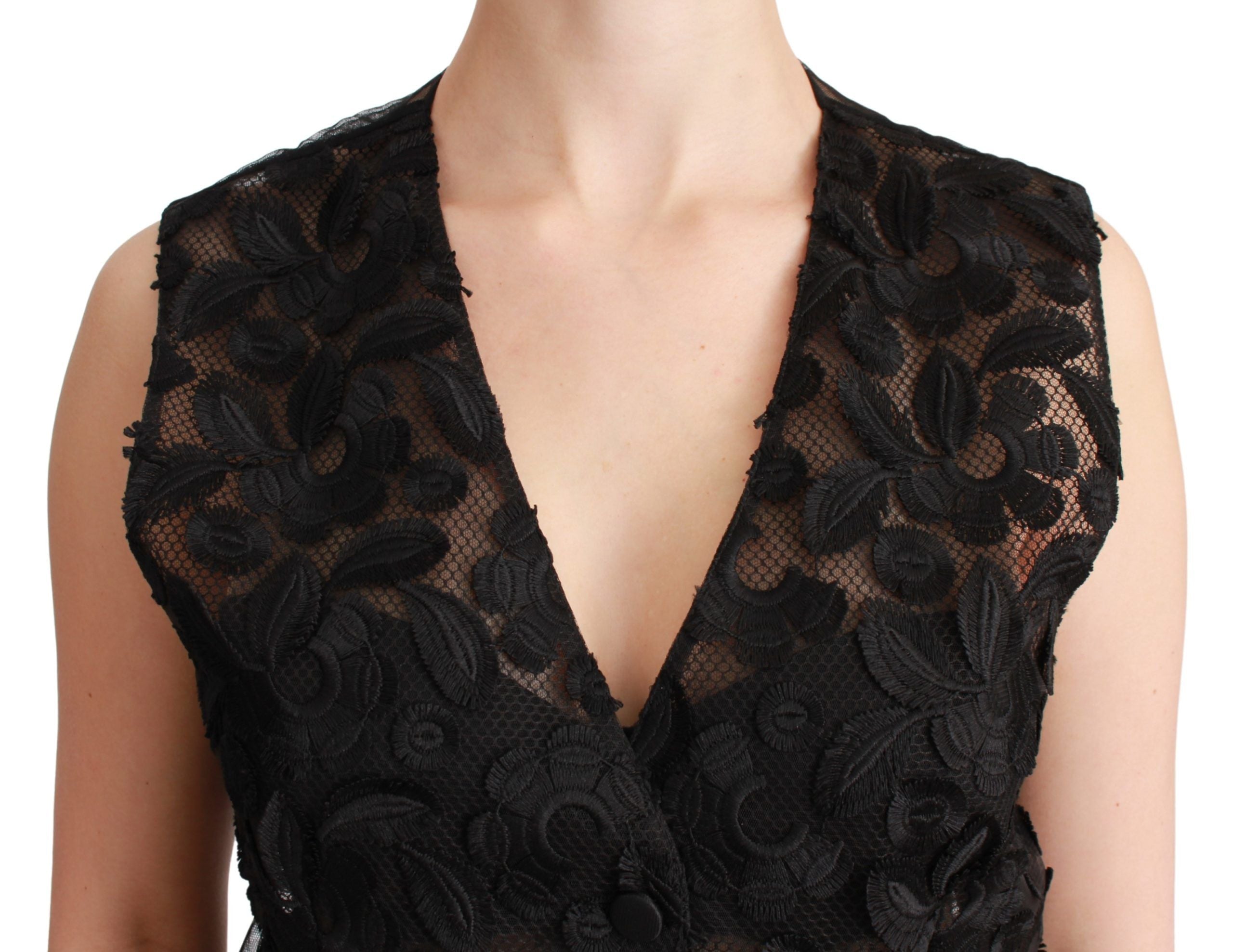 Dolce & Gabbana Black Floral Brocade Top Gilet Waistcoat Dolce & Gabbana