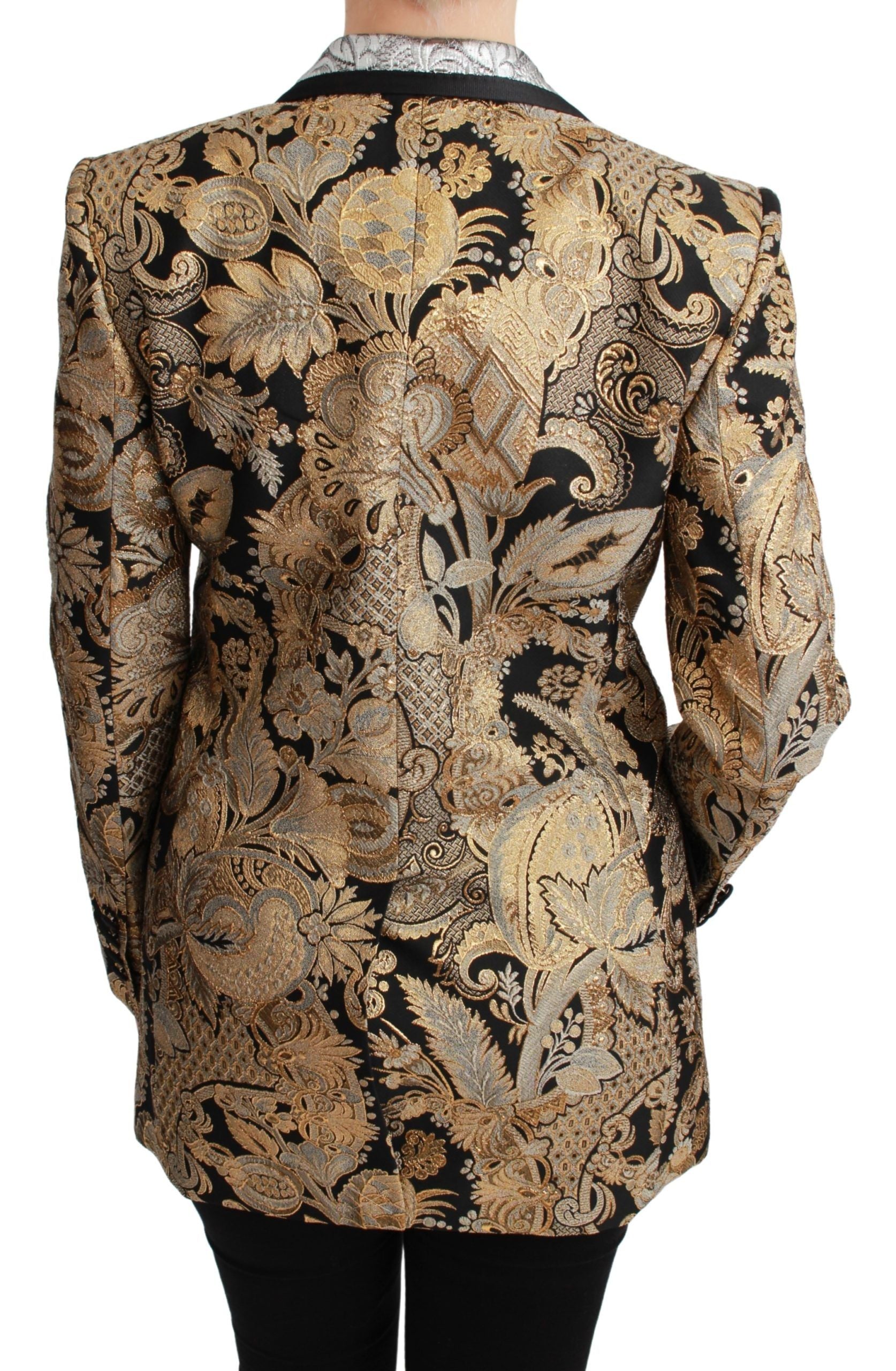 Dolce & Gabbana Black Gold Jacquard Blazer Jacket Dolce & Gabbana