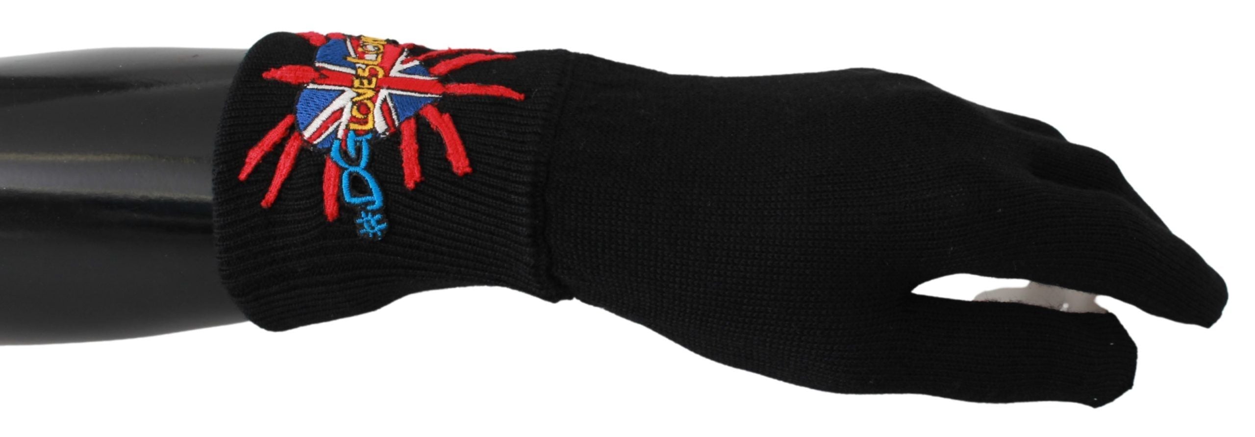 Dolce & Gabbana Black #DGLovesLondon Embroidered Wool Gloves Dolce & Gabbana