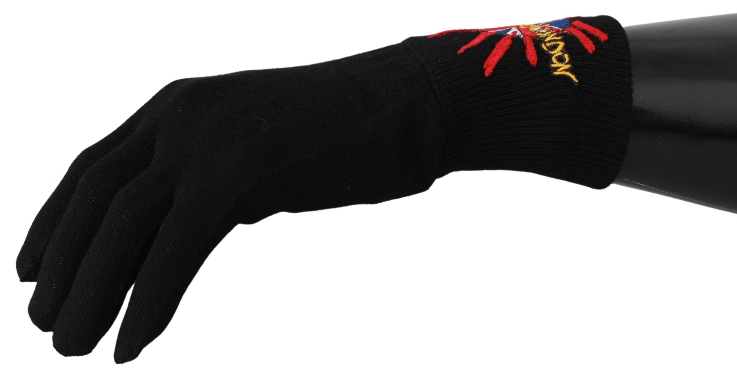 Dolce & Gabbana Black #DGLovesLondon Embroidered Wool Gloves Dolce & Gabbana