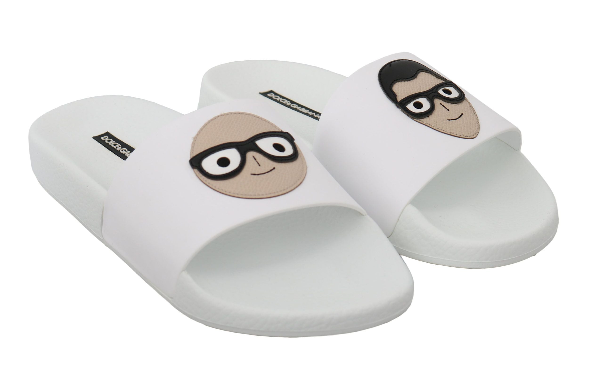 Dolce & Gabbana White Leather #dgfamily Slides Shoes Sandals Dolce & Gabbana