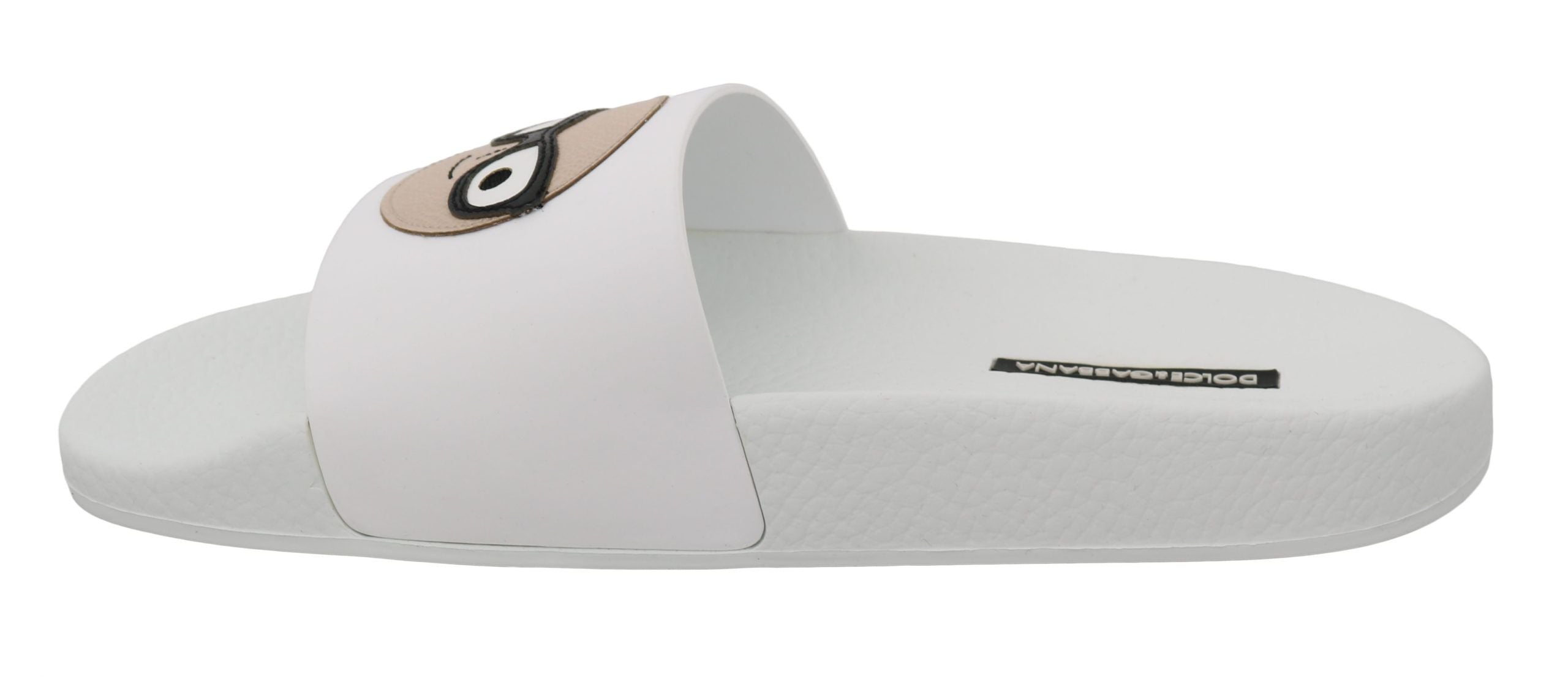 Dolce & Gabbana White Leather #dgfamily Slides Shoes Sandals Dolce & Gabbana