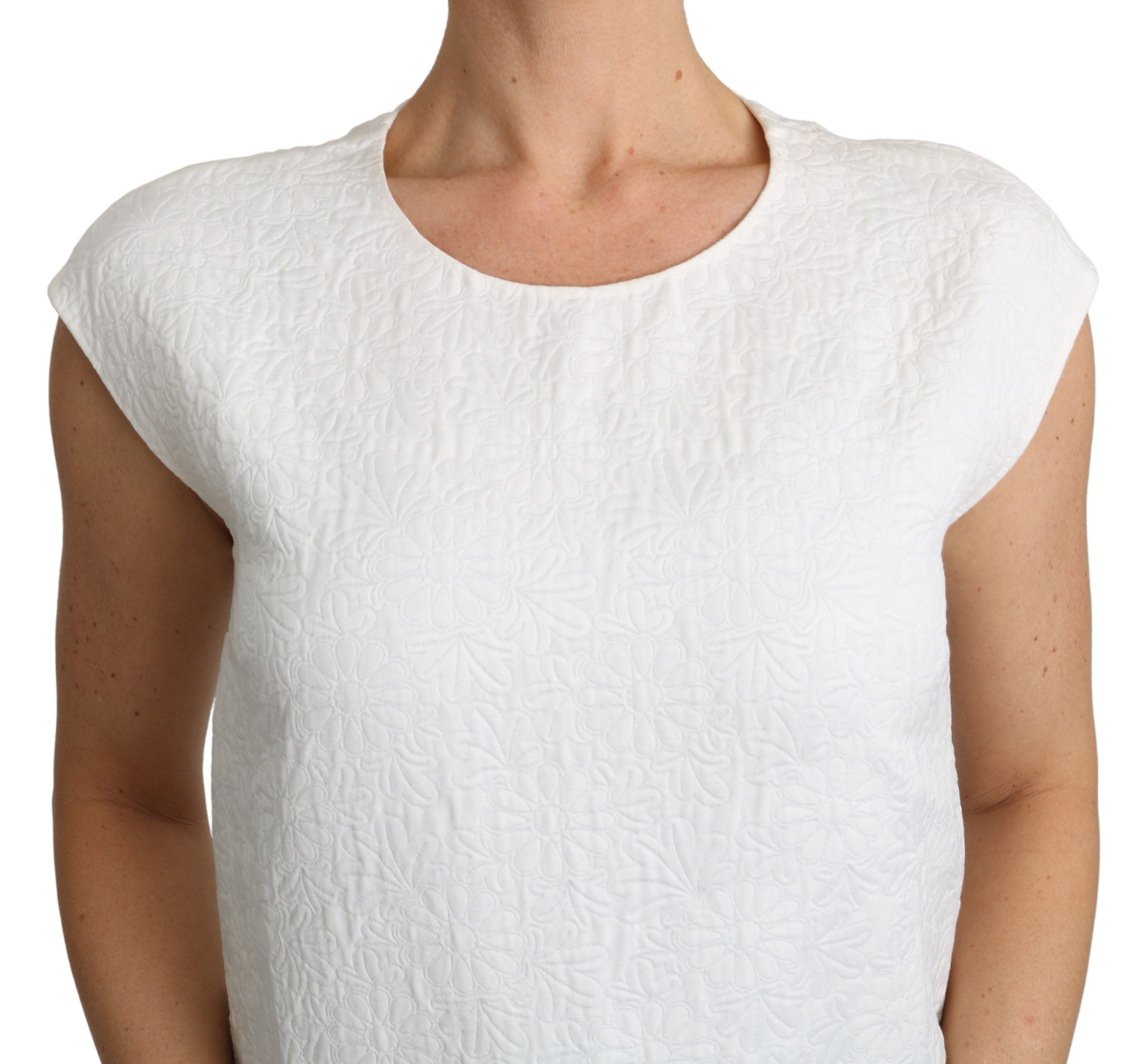 Dolce & Gabbana White Floral Brocade Blouse Cotton Top Dolce & Gabbana