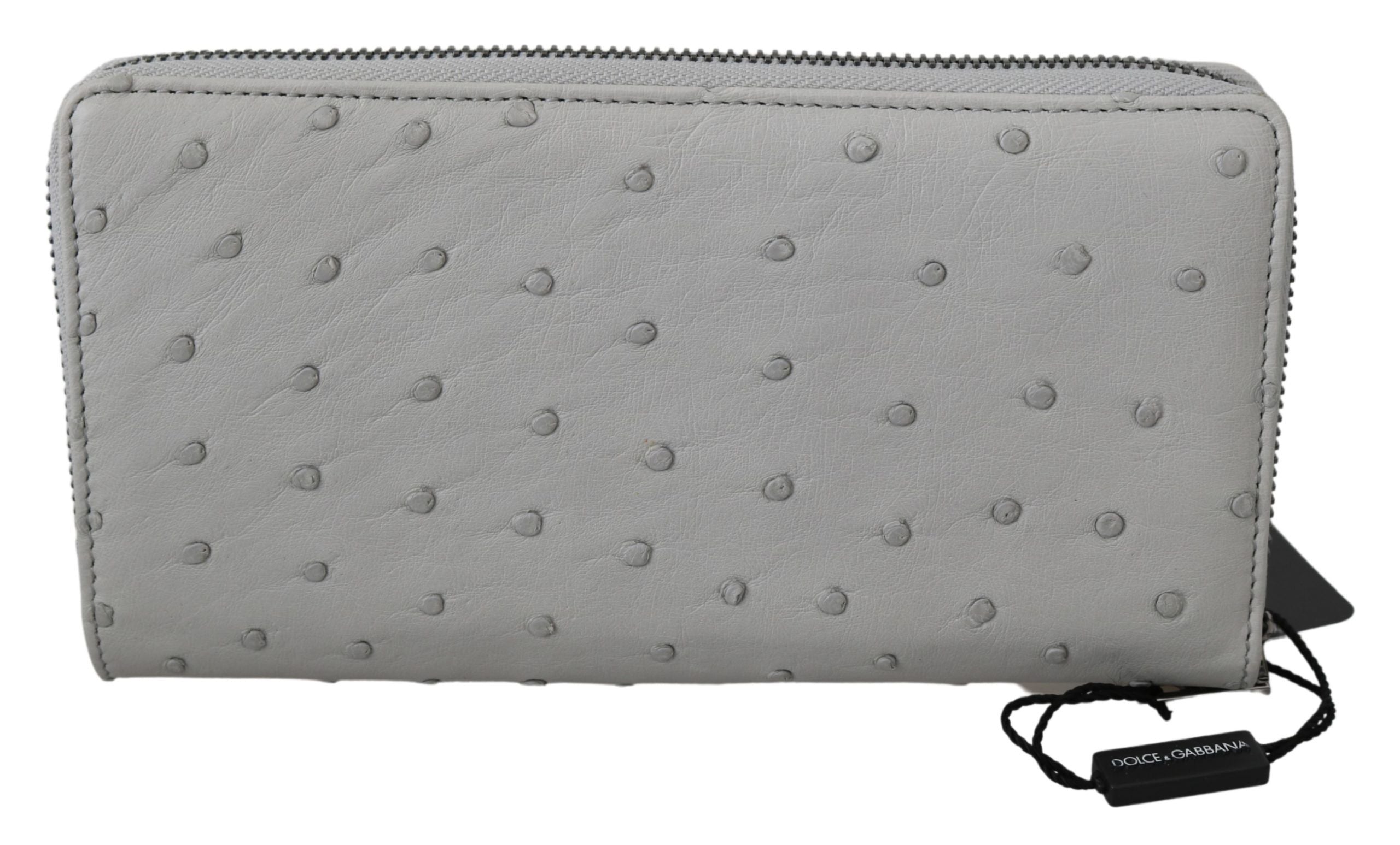 Dolce & Gabbana White Ostrich Leather Continental Mens Clutch Wallet Dolce & Gabbana