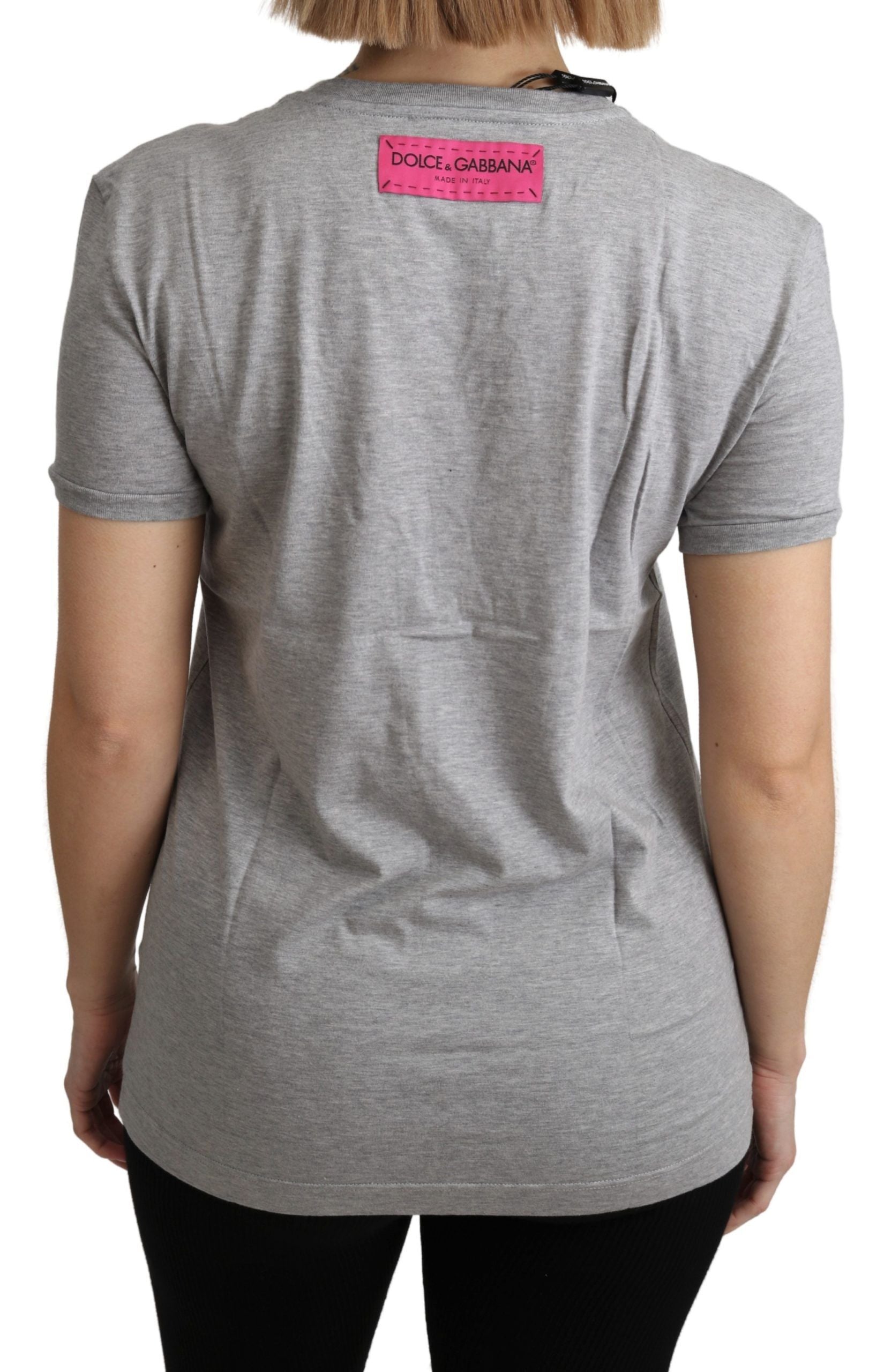 Dolce & Gabbana Gray Cotton Amore e Bellezza Top T-shirt Dolce & Gabbana