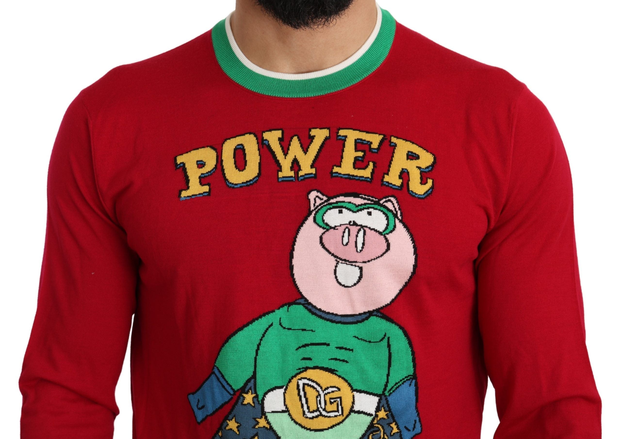 Dolce & Gabbana Red Wool Silk Pig of the Year Sweater Dolce & Gabbana