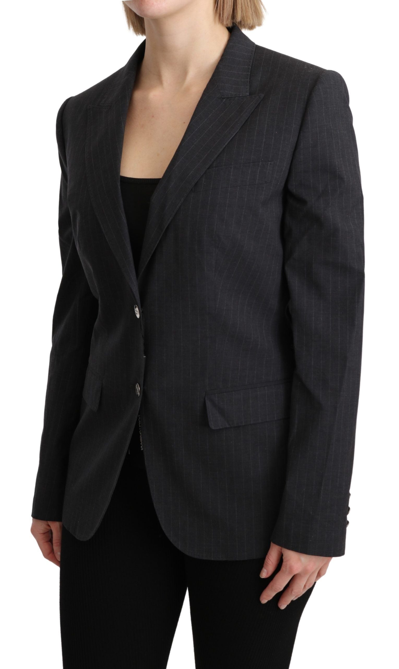 Dolce & Gabbana Gray Single Breasted Blazer Cotton Jacket Dolce & Gabbana