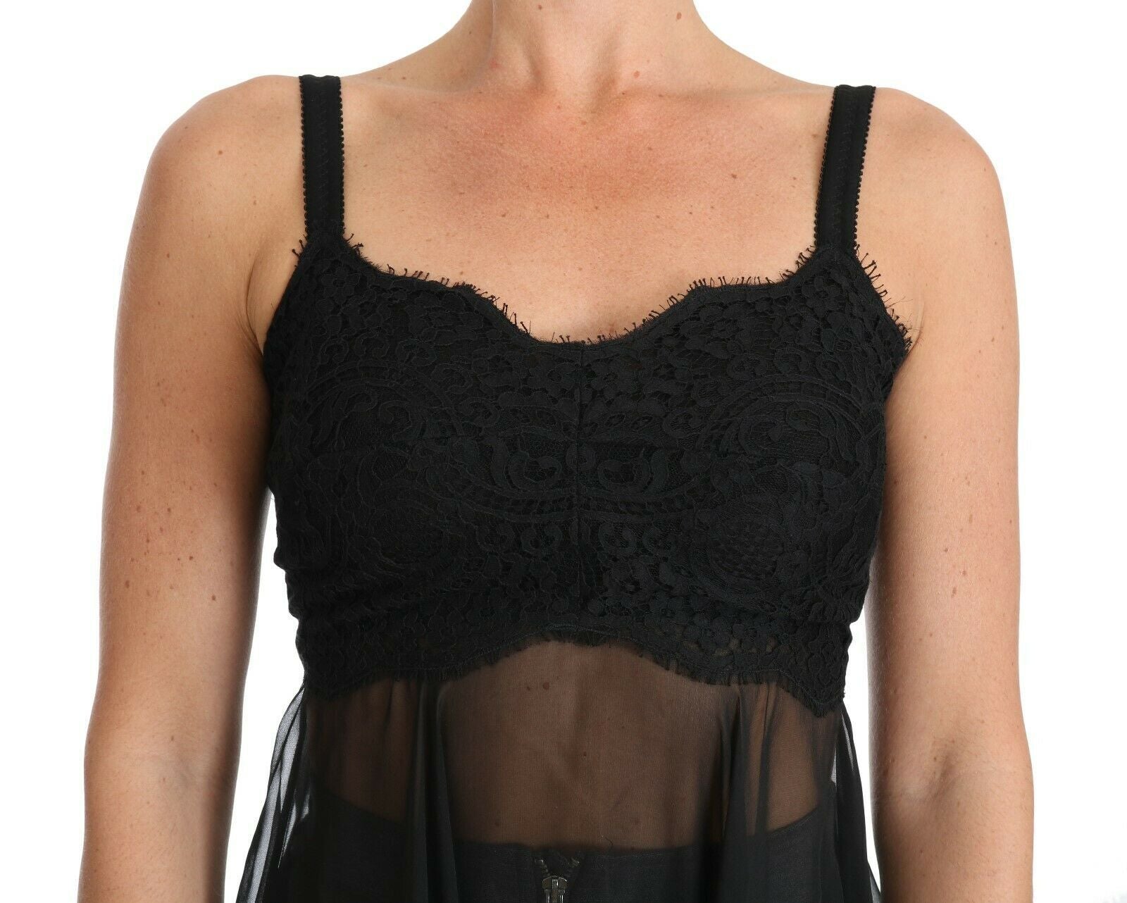 Dolce & Gabbana Black Silk Lace Dress Chemise Lingerie Dolce & Gabbana