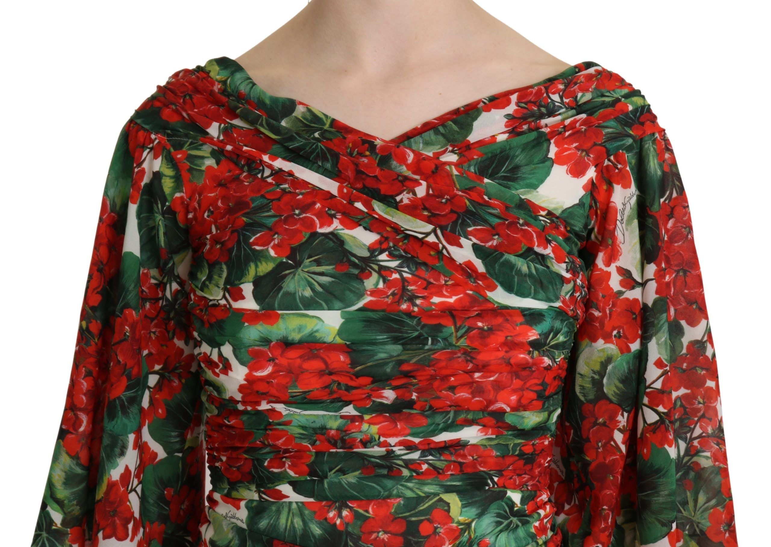 Dolce & Gabbana Red Floral Sheath Midi Silk Stretch Dress Dolce & Gabbana
