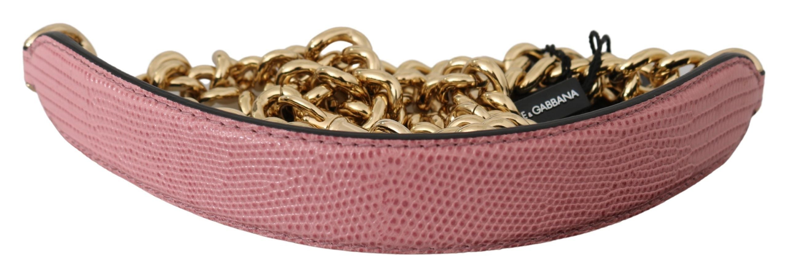 Dolce & Gabbana Pink Leather Gold Chain Accessory Shoulder Strap Dolce & Gabbana