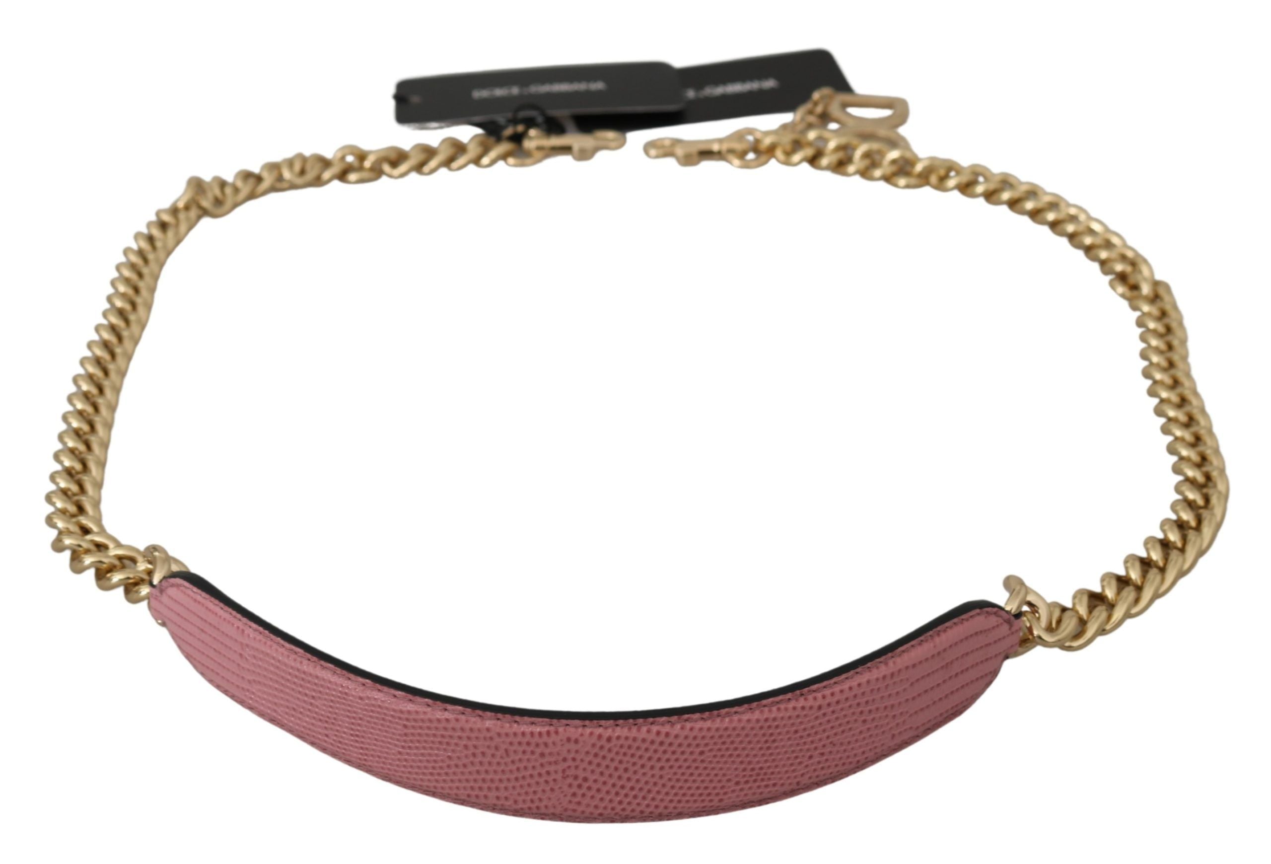 Dolce & Gabbana Pink Leather Gold Chain Accessory Shoulder Strap Dolce & Gabbana