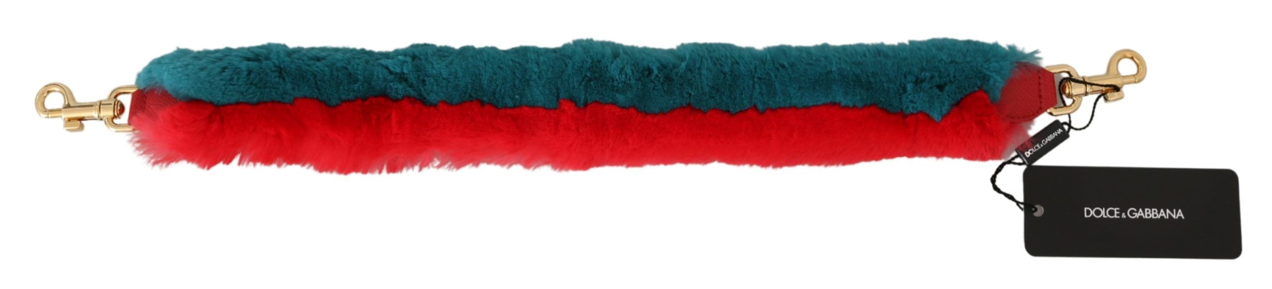 Dolce & Gabbana Red Blue Rabbit Fur Leather Shoulder Strap Dolce & Gabbana