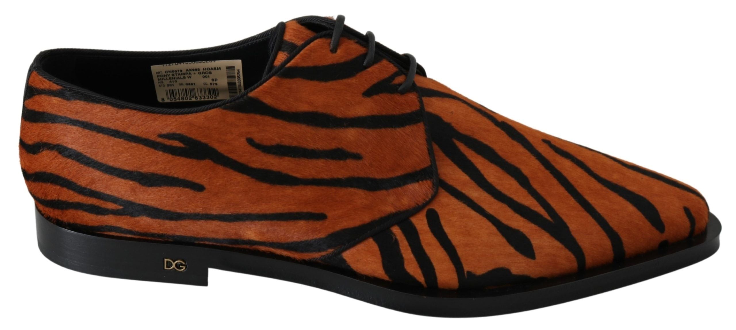 Dolce & Gabbana Orange Pony Hair Formal Dress Broque Shoes Dolce & Gabbana