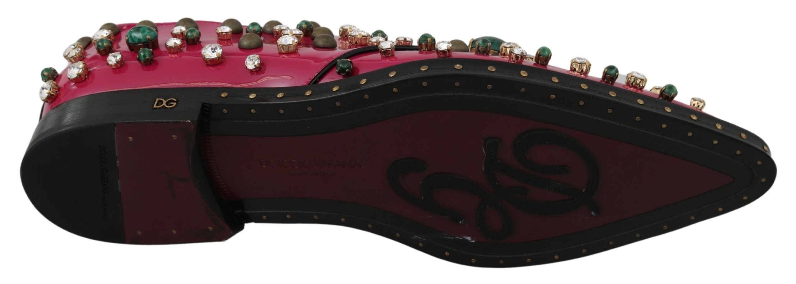 Dolce & Gabbana Pink Leather Crystals Dress Broque Shoes Dolce & Gabbana