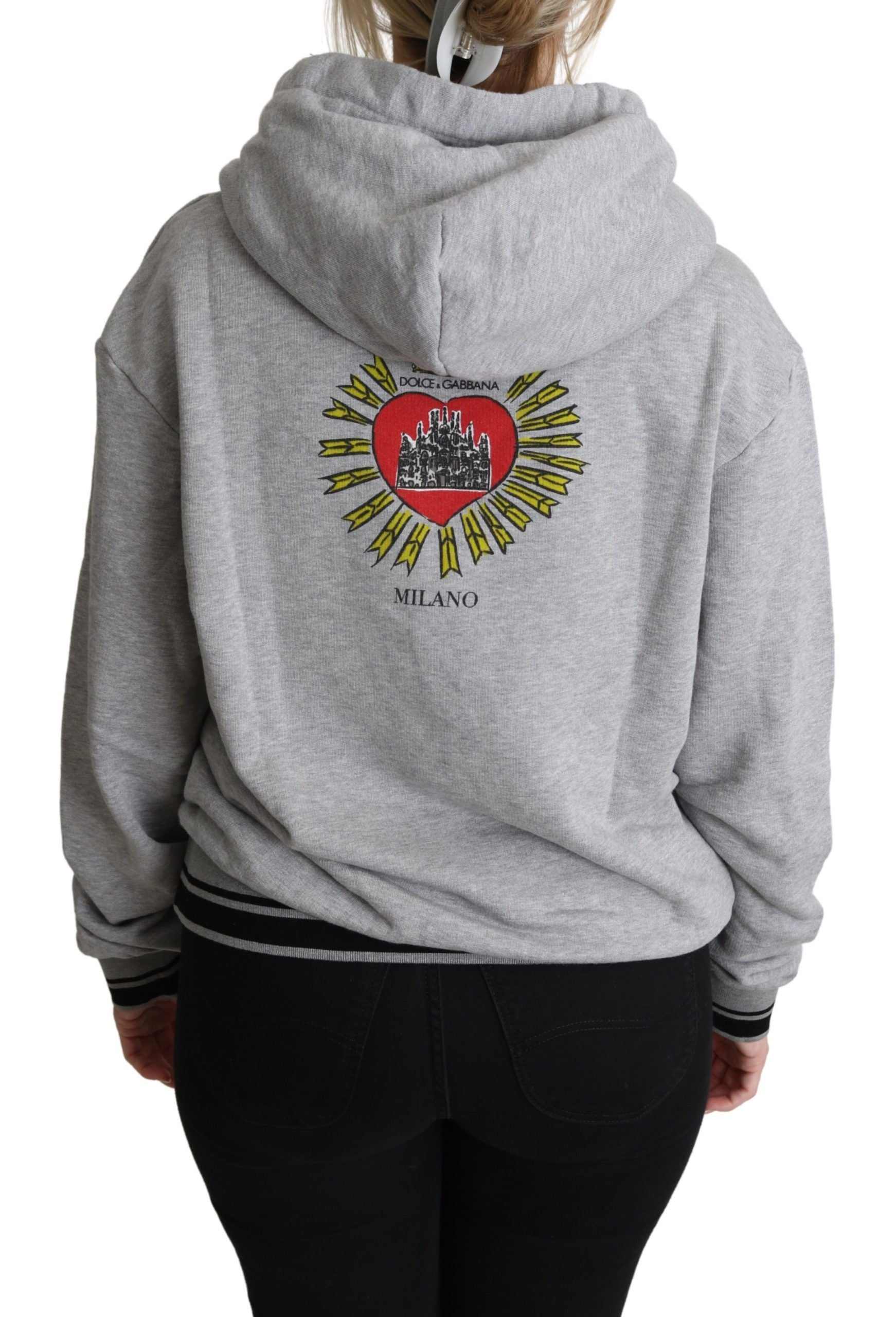Dolce & Gabbana Gray Printed Hooded Exclusive Logo Sweater Dolce & Gabbana