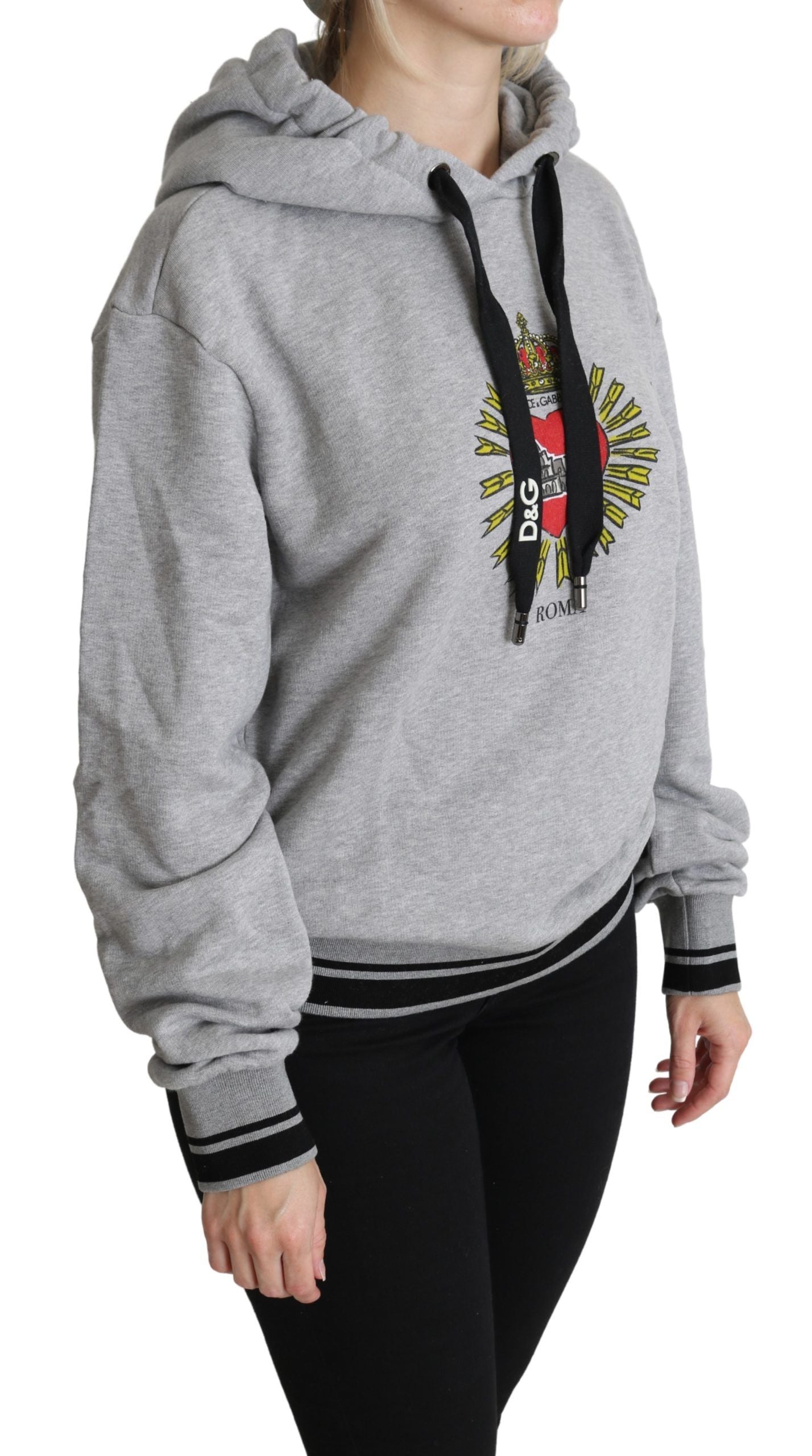 Dolce & Gabbana Gray Printed Hooded Exclusive Logo Sweater Dolce & Gabbana