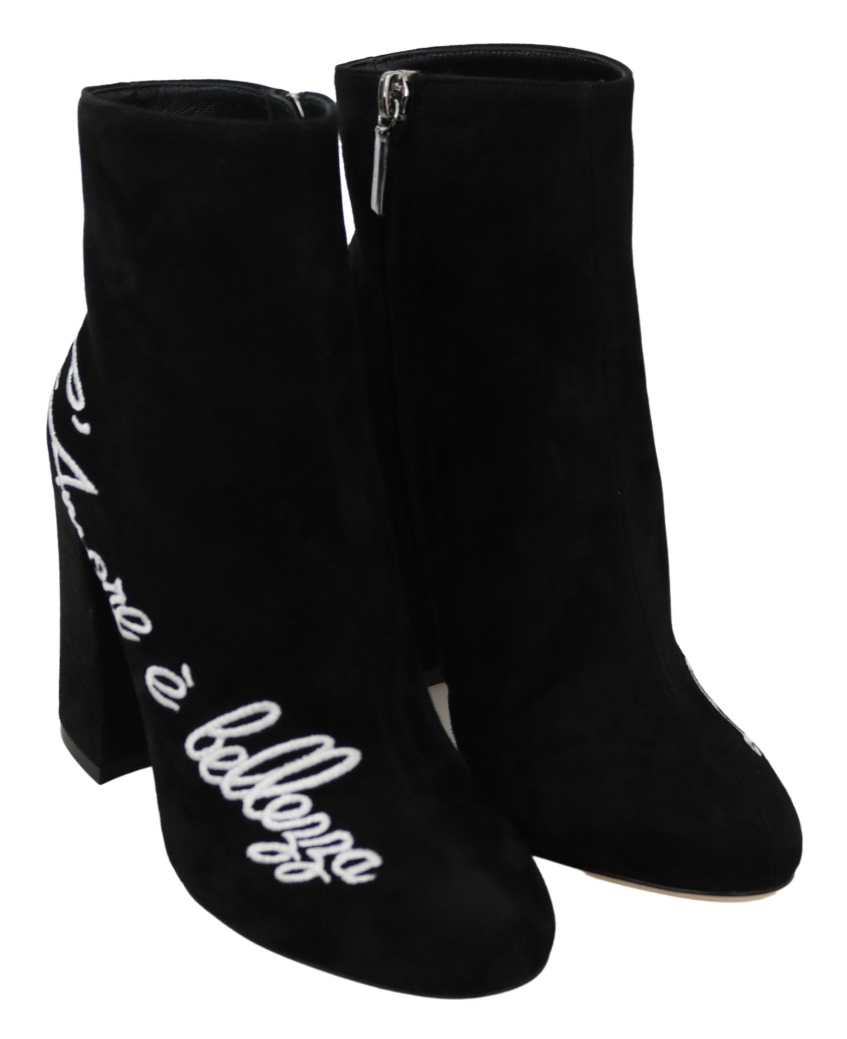 Dolce & Gabbana Black Suede L'Amore E'Bellezza Boots Shoes Dolce & Gabbana