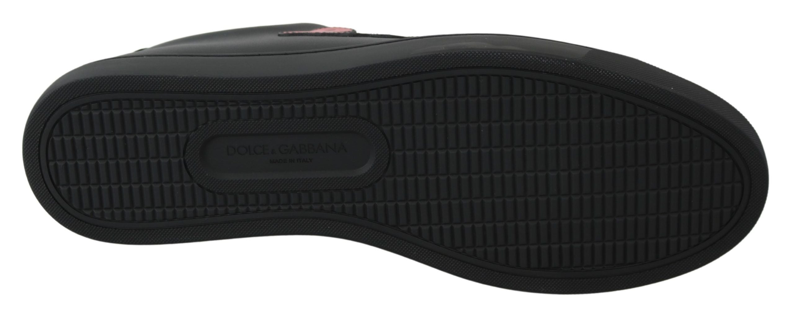 Dolce & Gabbana Black Leather Love Heart Sneakers Womens Shoes Dolce & Gabbana