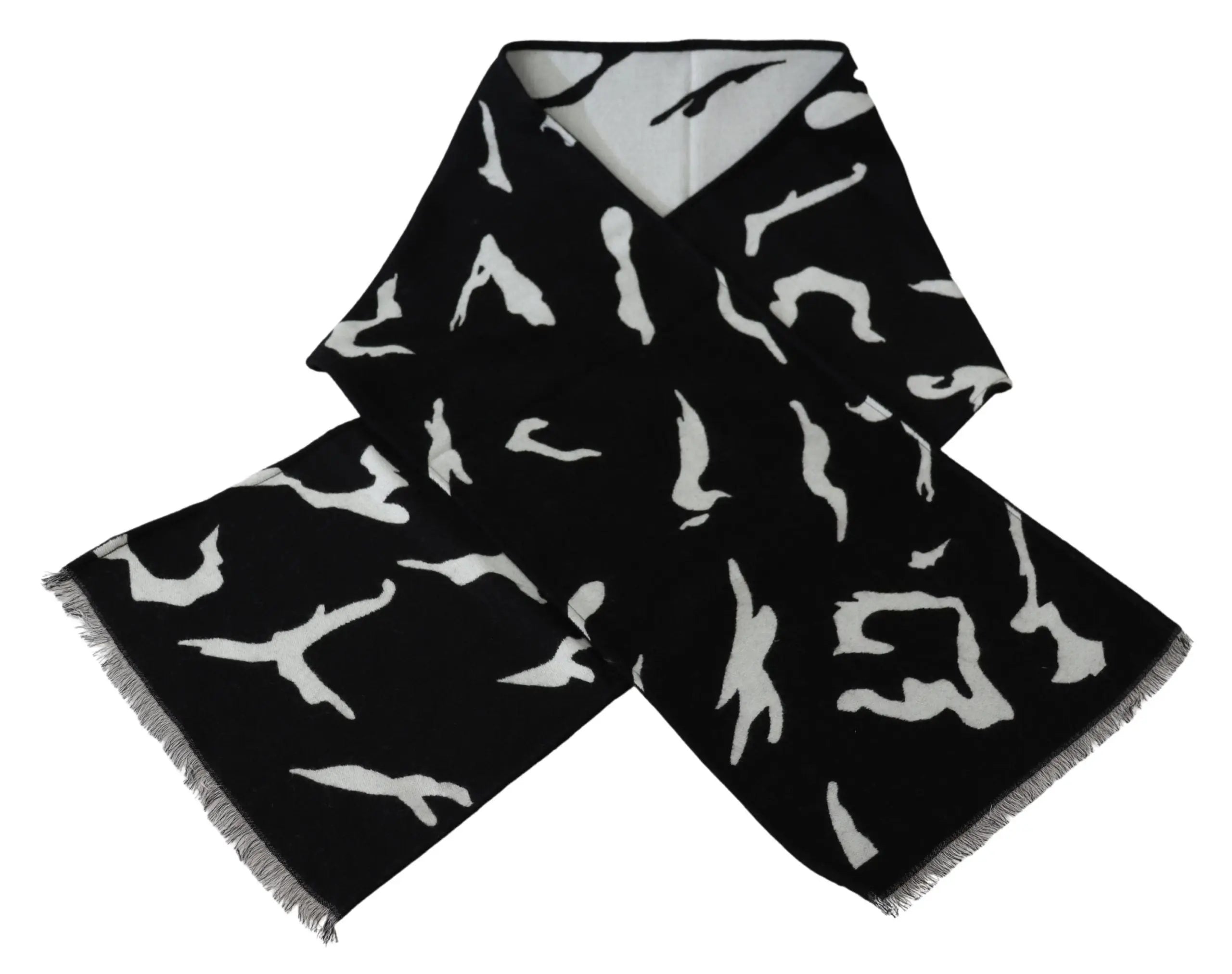 Givenchy Black White Wool Unisex Winter Warm Scarf Wrap Shawl Givenchy
