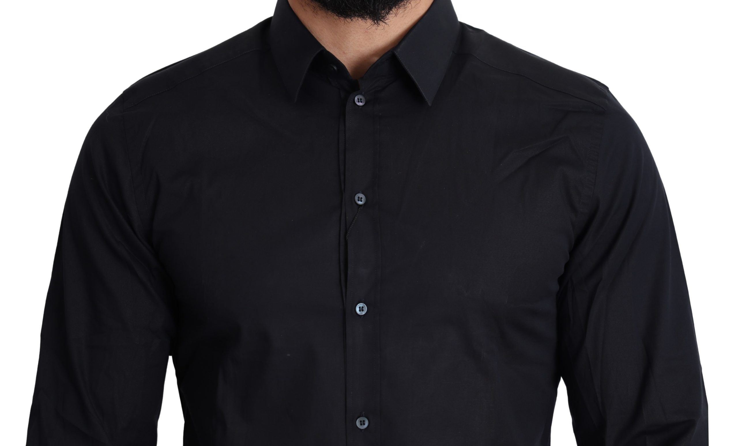 Dolce & Gabbana Blue Cotton Formal GOLD Dress Shirt Dolce & Gabbana