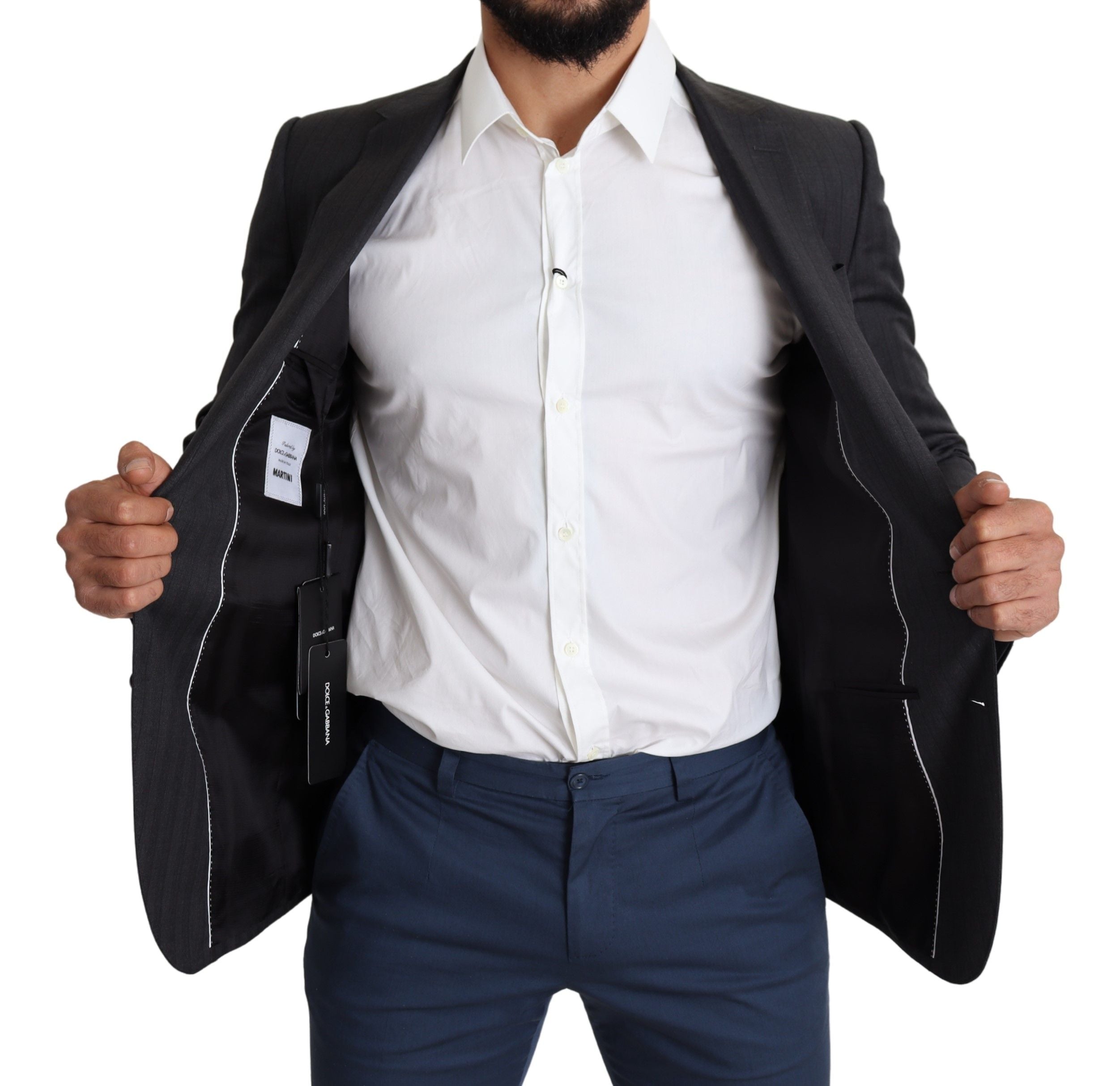 Dolce & Gabbana Black Wool Single Breasted Coat MARTINI Blazer Dolce & Gabbana