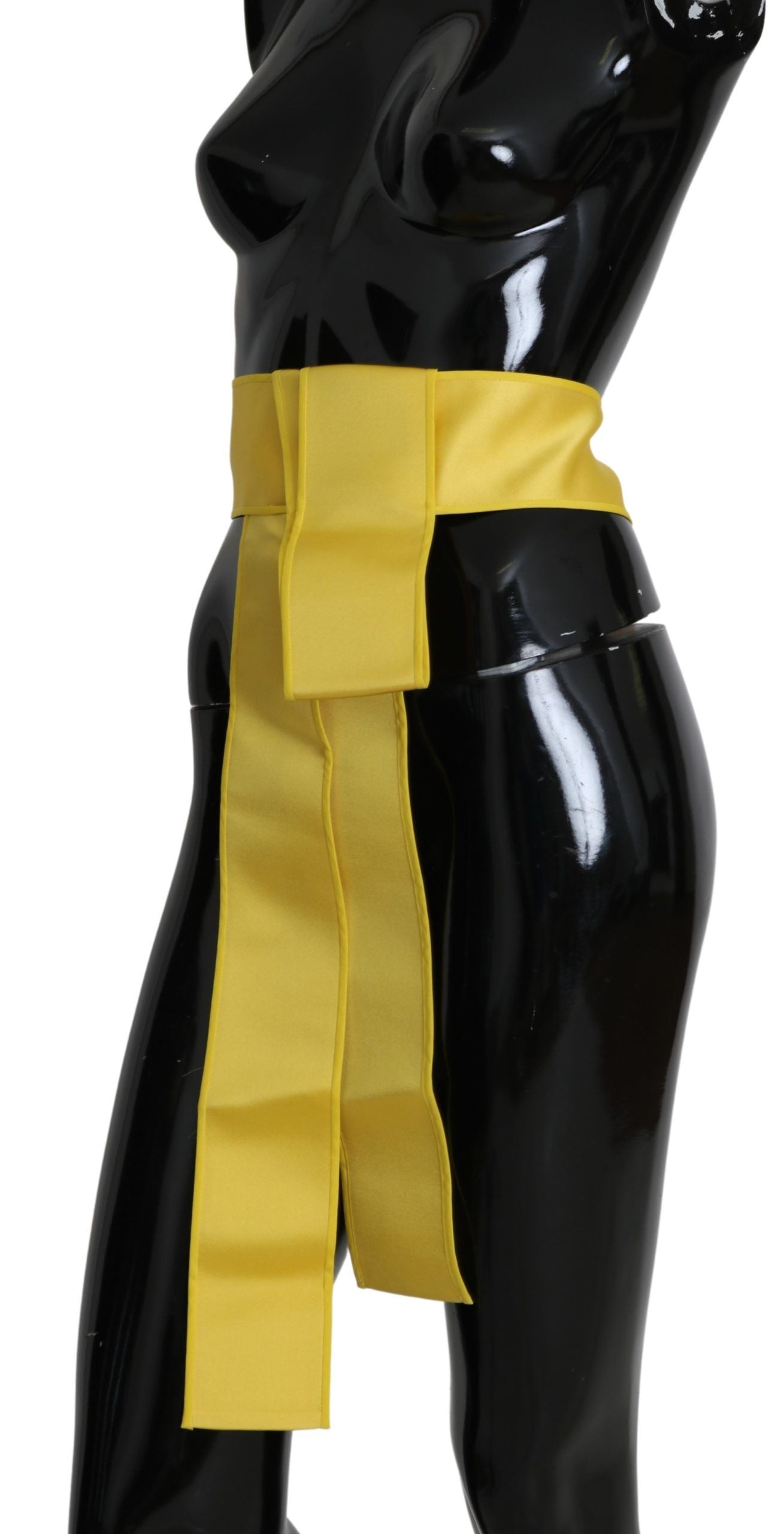Dolce & Gabbana Yellow Wide Snap Button Closure Silk Belt Dolce & Gabbana