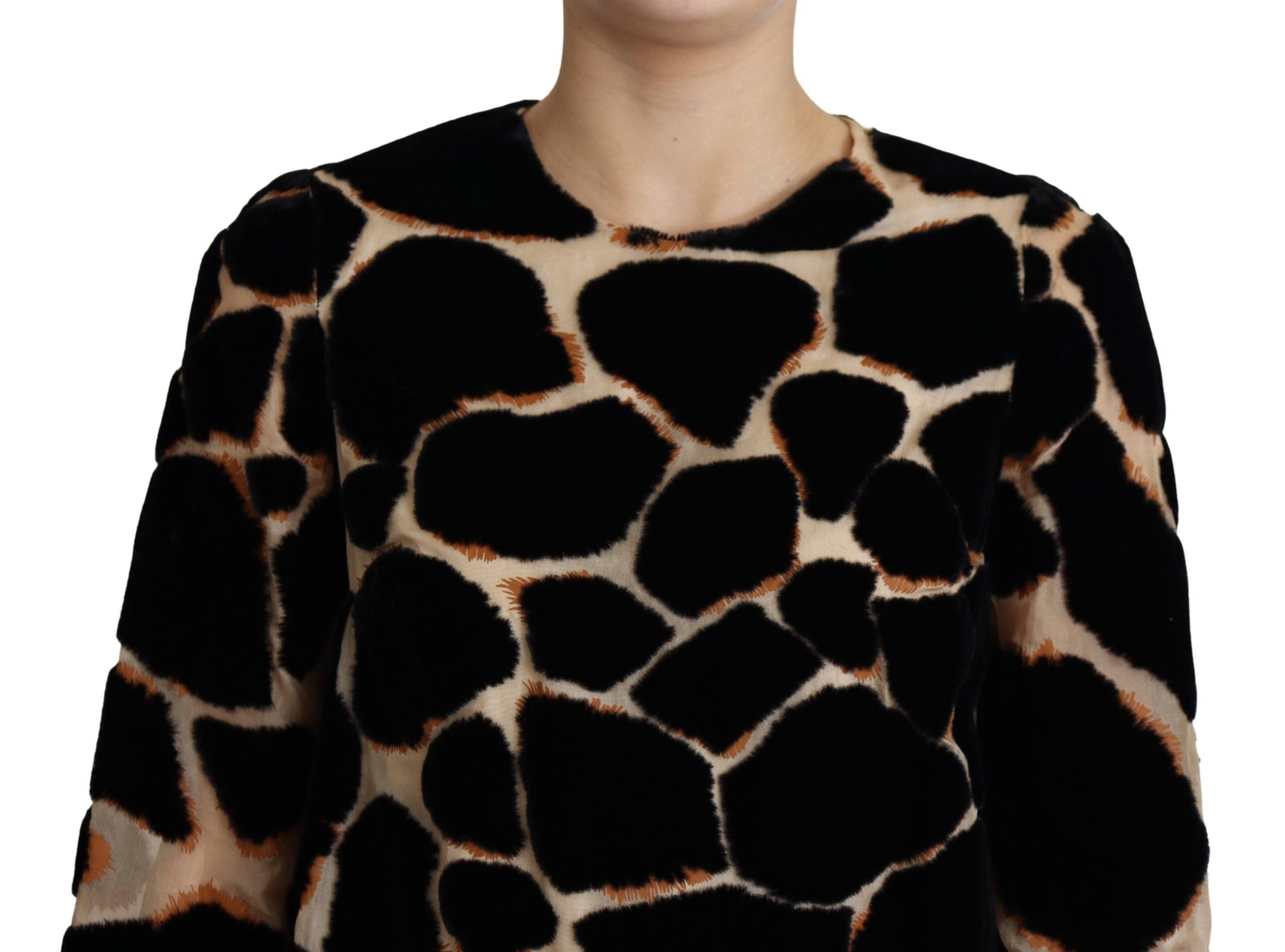 Dolce & Gabbana Black Giraffe Print Shift Mini Dress Dolce & Gabbana