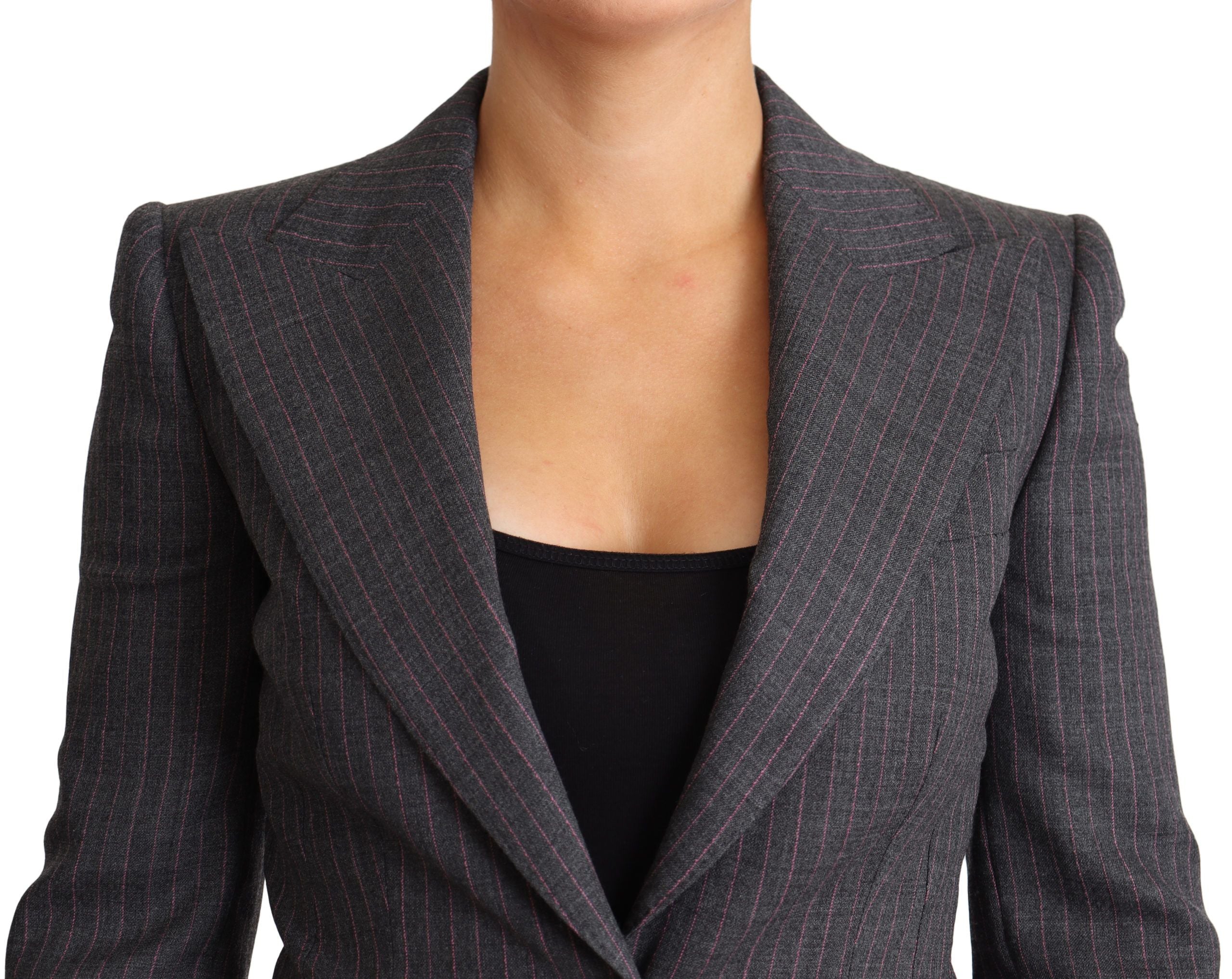 Dolce & Gabbana Gray Single Breasted Fitted Blazer Wool Jacket Dolce & Gabbana