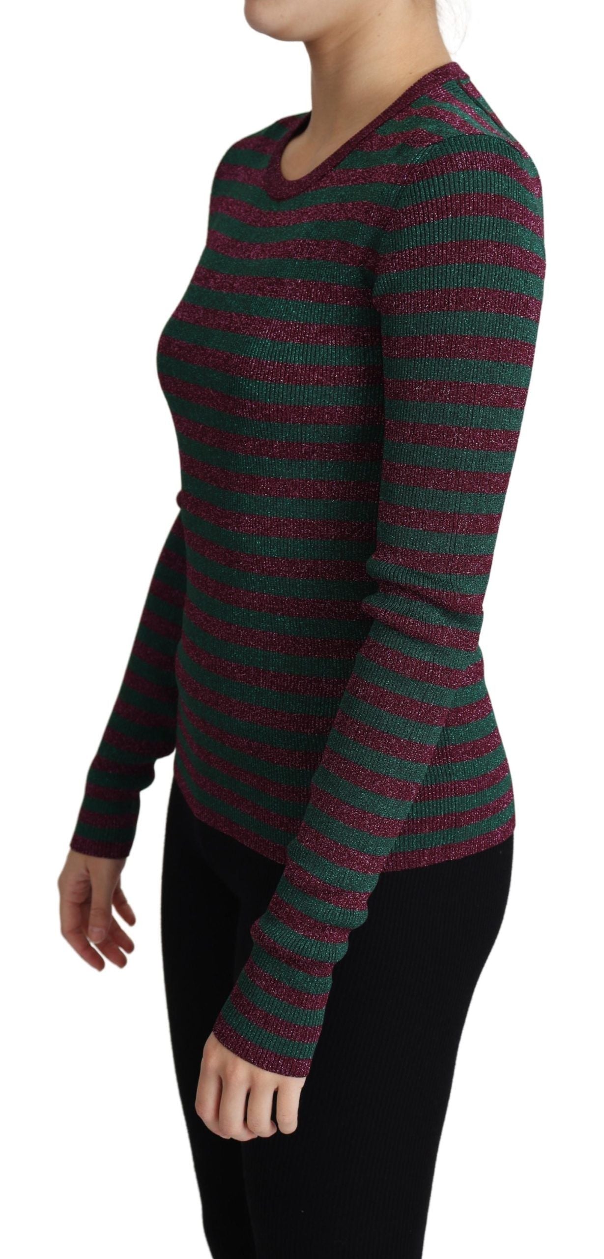 Dolce & Gabbana Multicolor Stripes Crew Neck Pullover Sweater Dolce & Gabbana