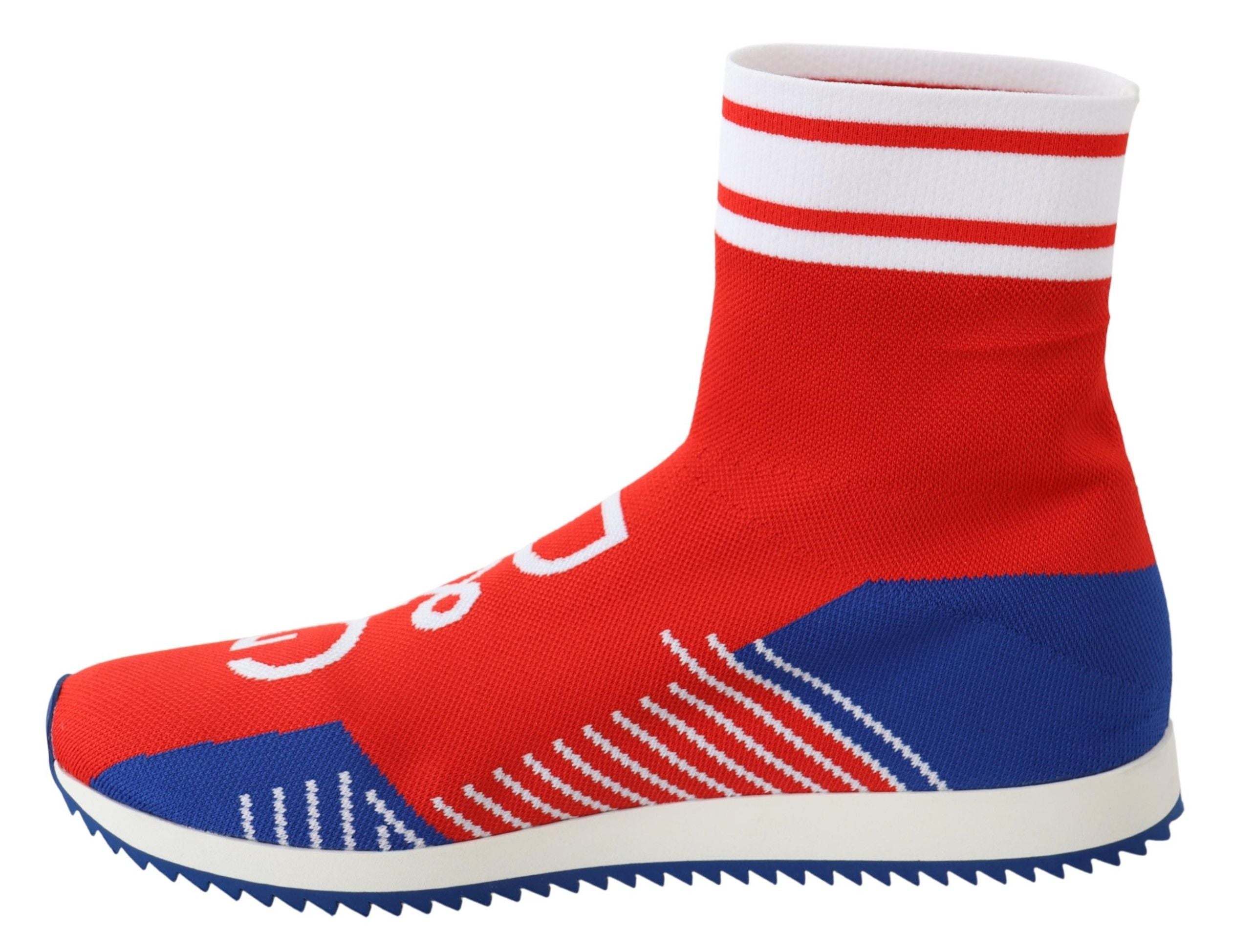 Dolce & Gabbana Blue Red Sorrento Logo Sneakers Socks Shoes Dolce & Gabbana