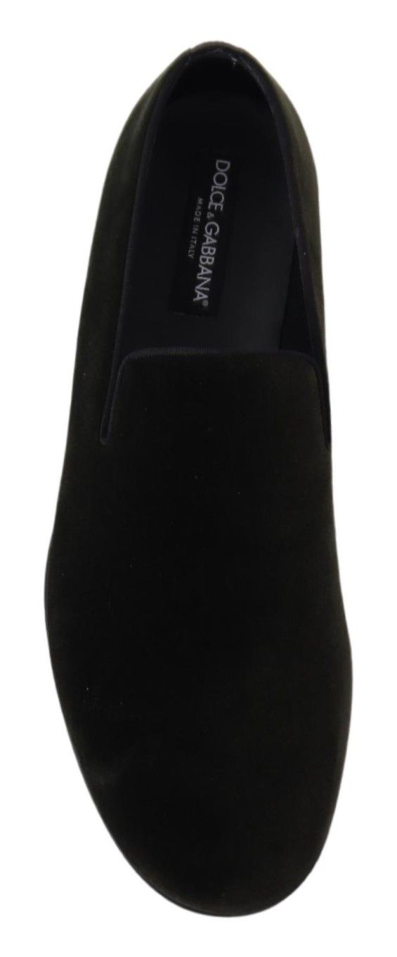Dolce & Gabbana Green Velvet Slip On Mens Loafers Shoes Dolce & Gabbana