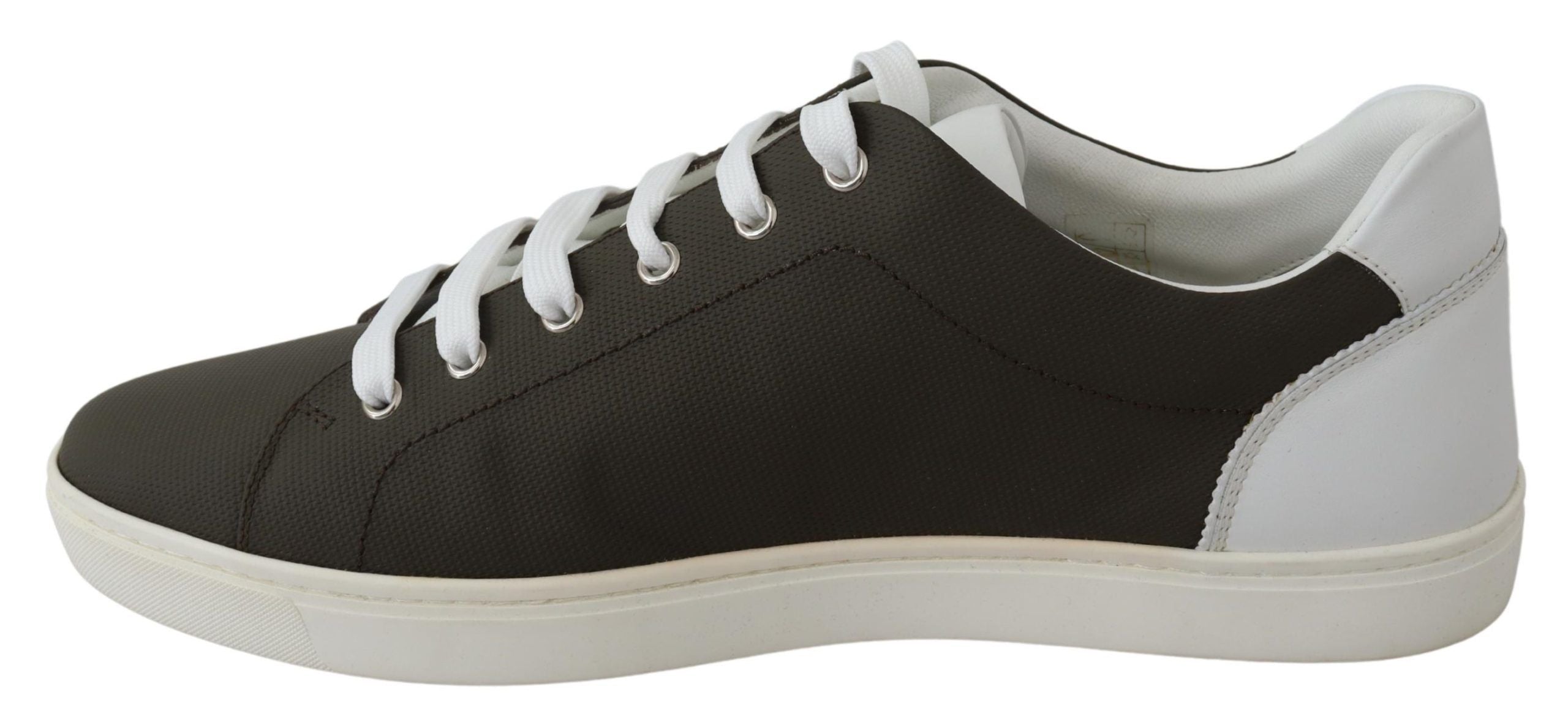 Dolce & Gabbana White Green Leather Low Top Sneakers Shoes Dolce & Gabbana
