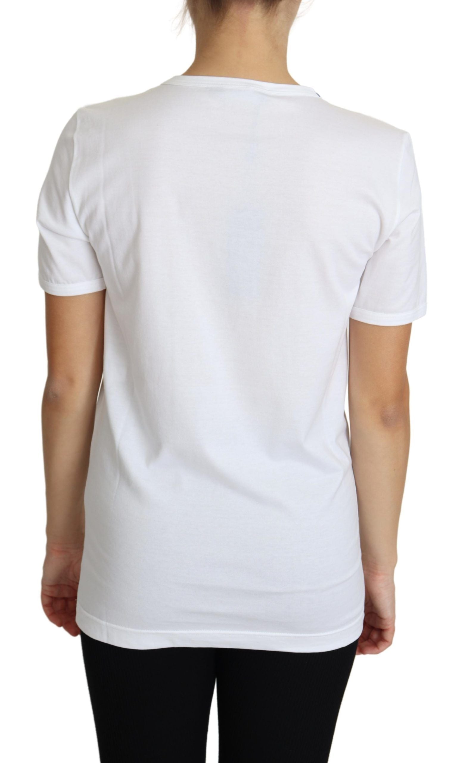 Dolce & Gabbana White San Valentino Heart Crystals T-shirt Top Dolce & Gabbana