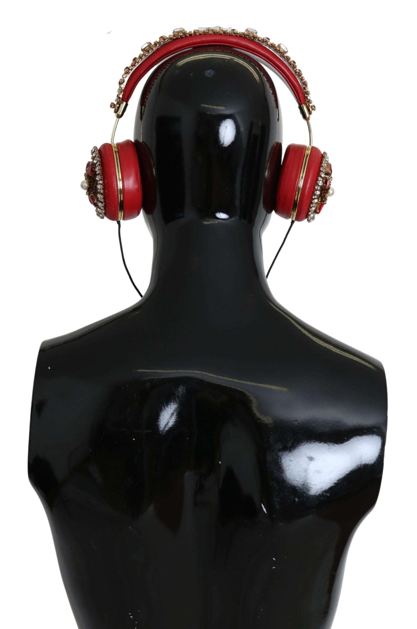 Dolce & Gabbana FRENDS Leather Red Floral Crystal Headset Headphones Dolce & Gabbana