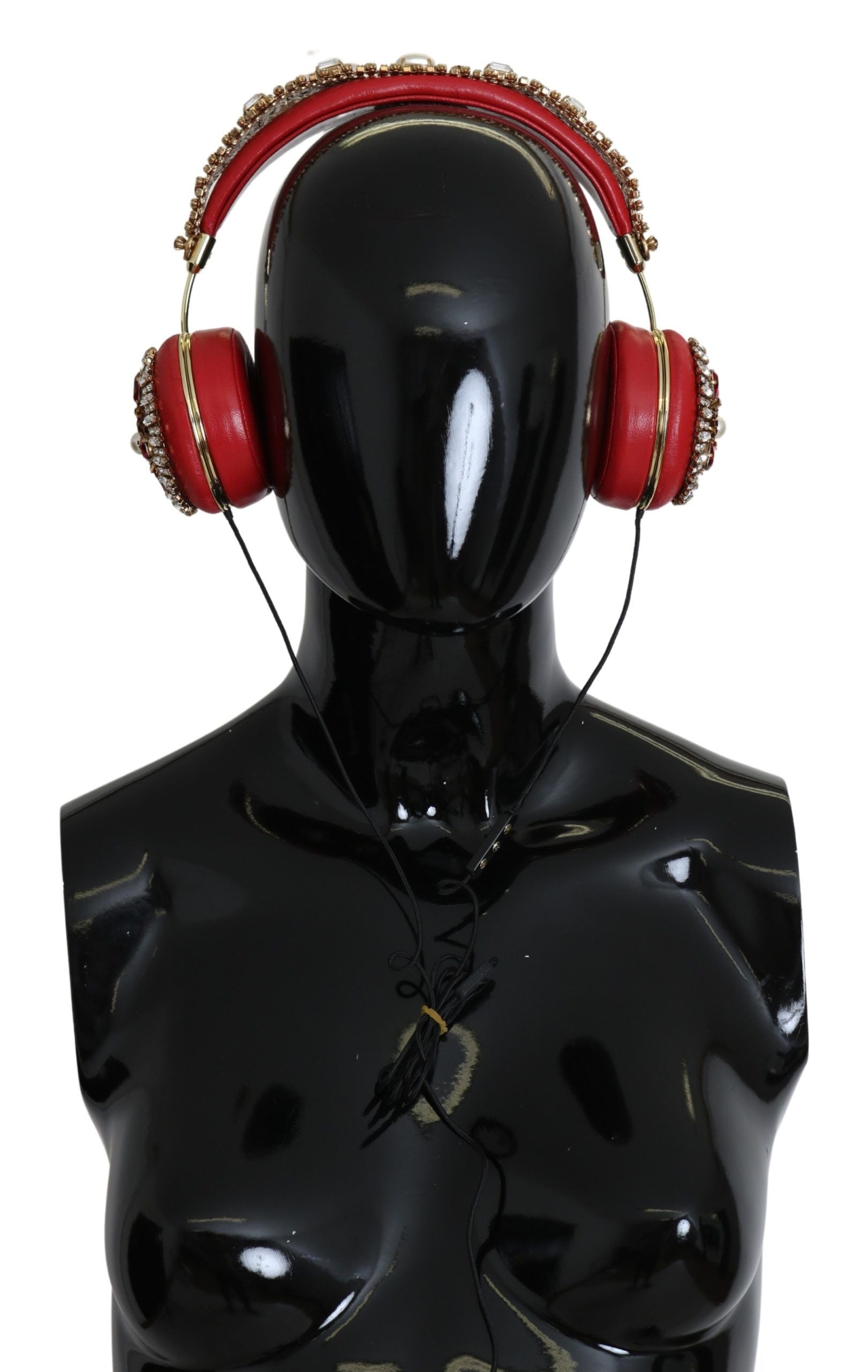 Dolce & Gabbana FRENDS Leather Red Floral Crystal Headset Headphones Dolce & Gabbana