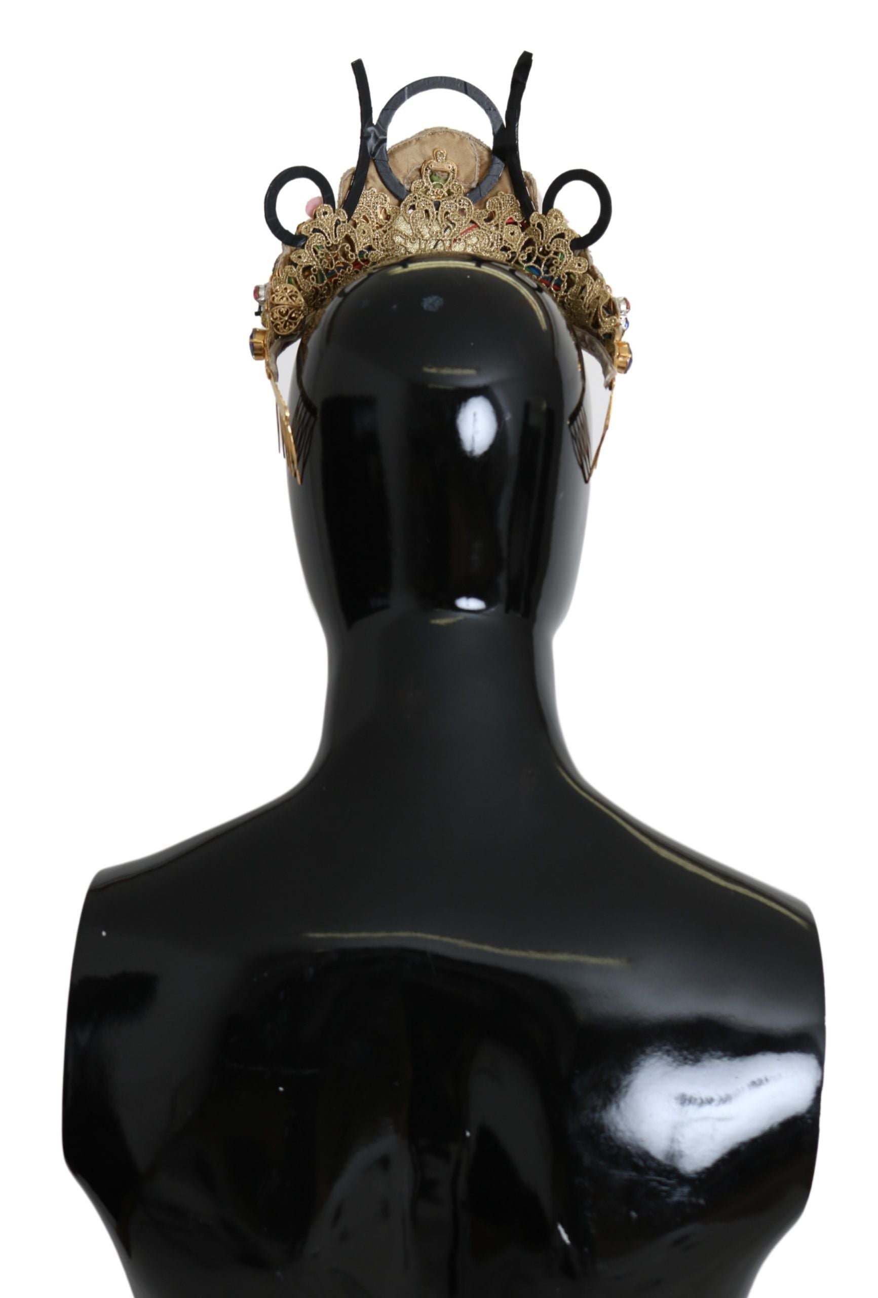 Dolce & Gabbana Gold Brass Floral Crystals LED Lights Crown Tiara Diadem Dolce & Gabbana