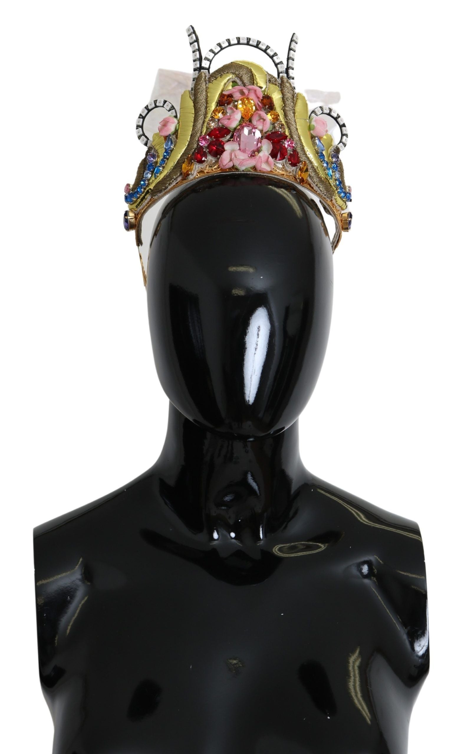 Dolce & Gabbana Gold Brass Floral Crystals LED Lights Crown Tiara Diadem Dolce & Gabbana