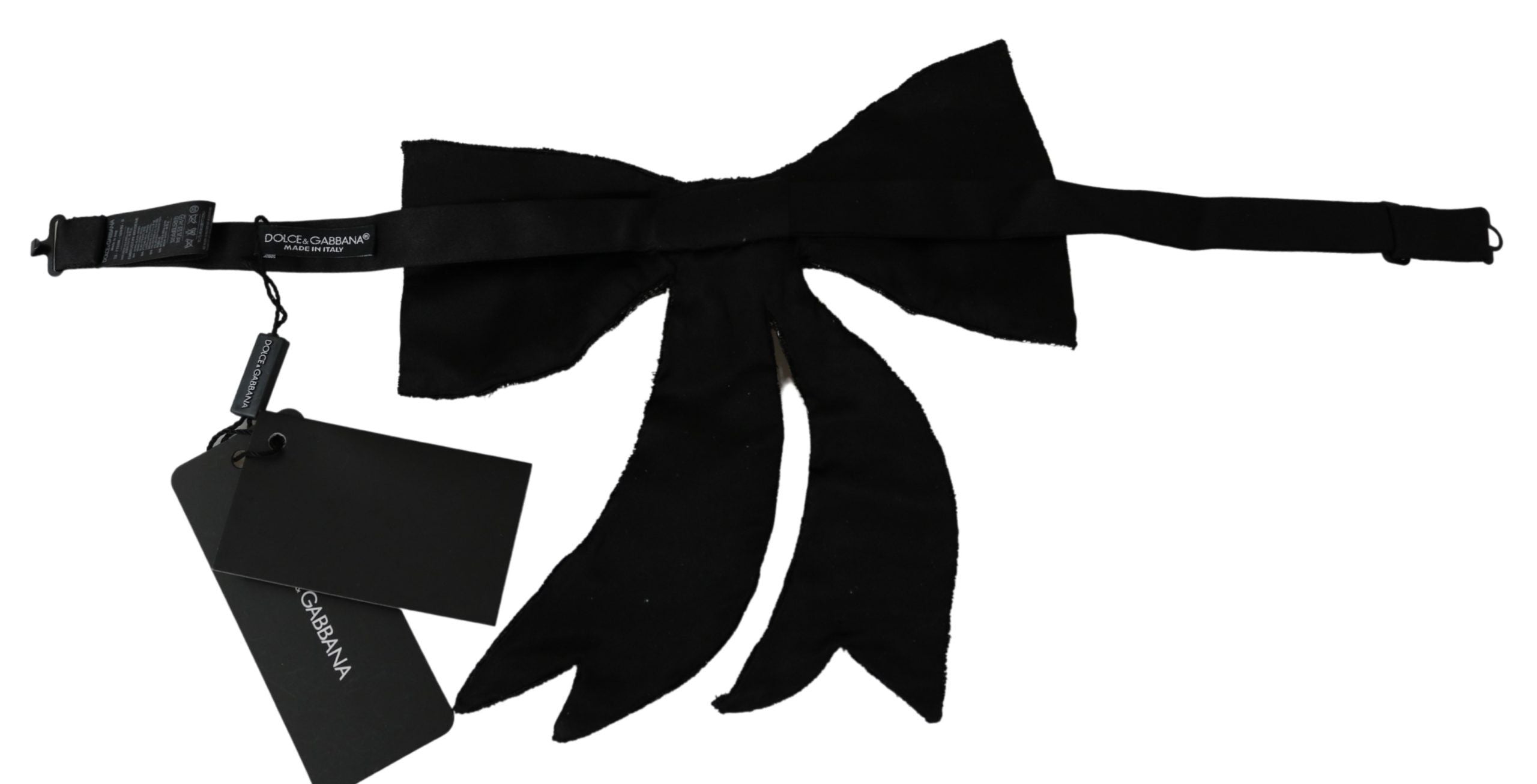 Dolce & Gabbana Silver Tone 100% Silk Crystal Embellished Women  Bowtie Dolce & Gabbana