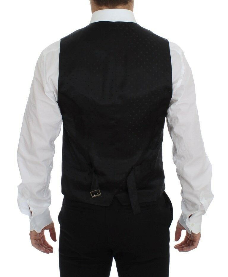 Dolce & Gabbana Black Wool Logo Dress Gilet Vest Dolce & Gabbana