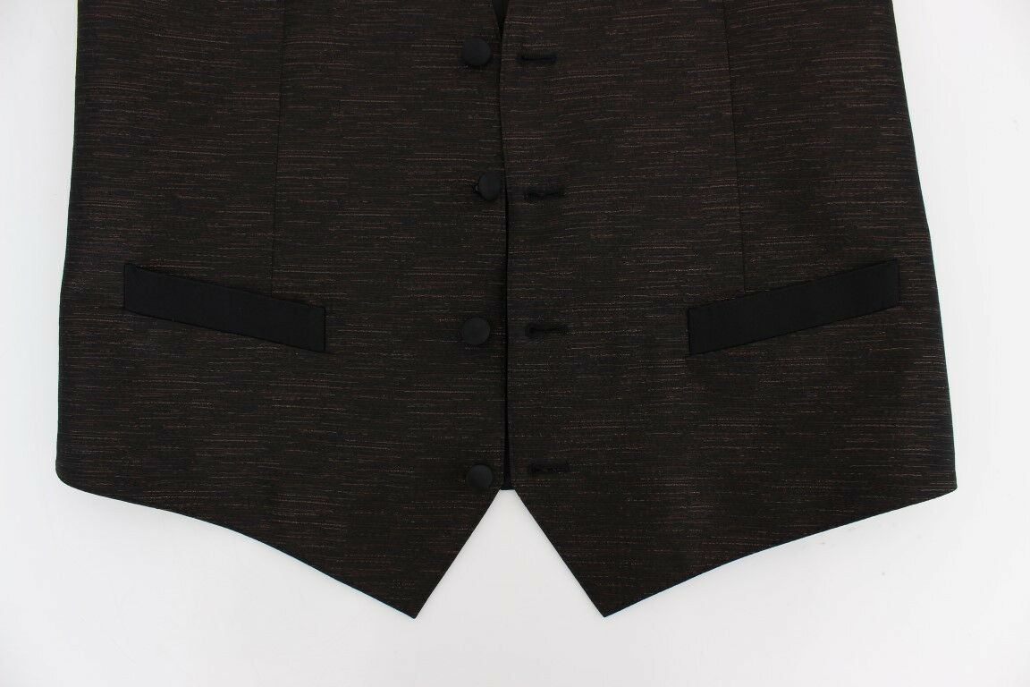 Dolce & Gabbana Black Wool Logo Dress Gilet Vest Dolce & Gabbana