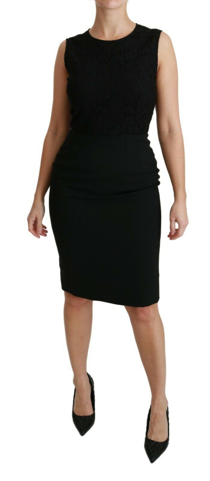 Dolce & Gabbana Black Floral Lace Sheath Gown Dress Dolce & Gabbana