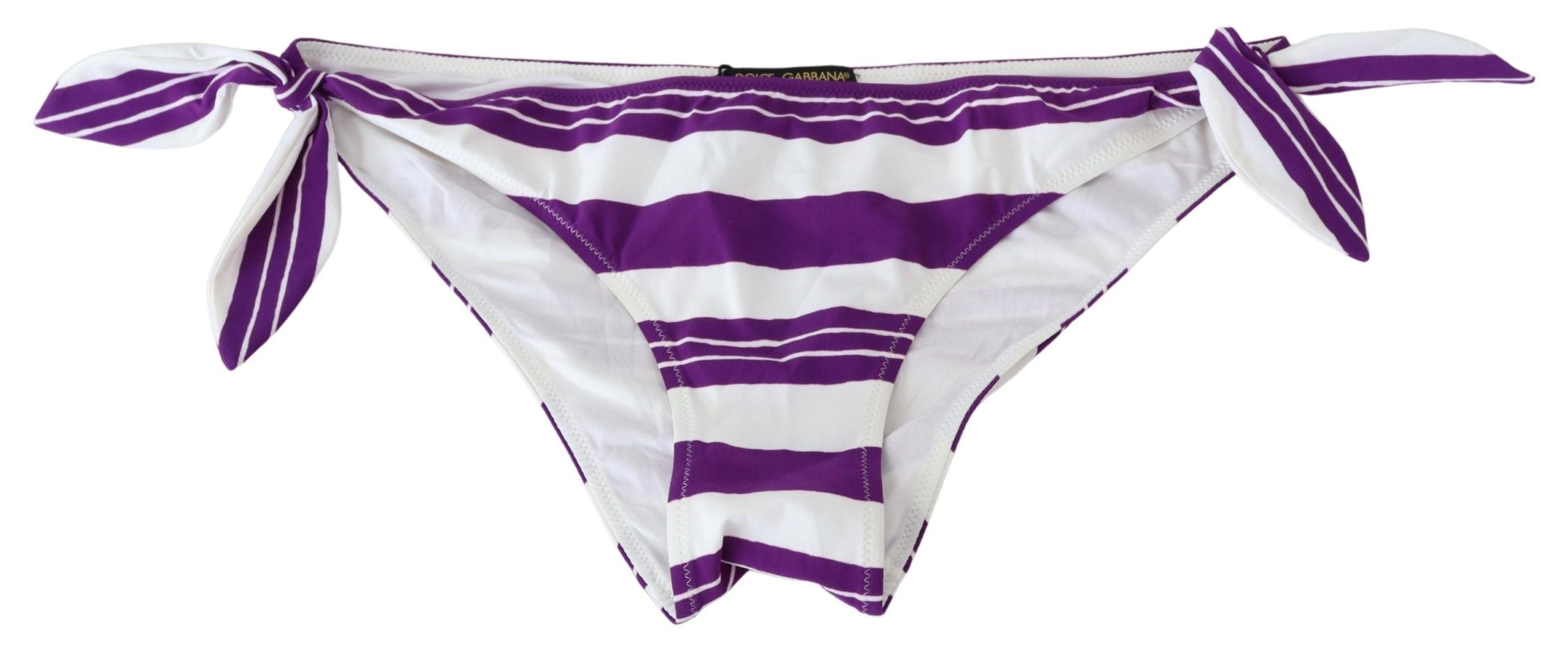Dolce & Gabbana Purple White Stripes Beachwear Bikini Bottom Dolce & Gabbana
