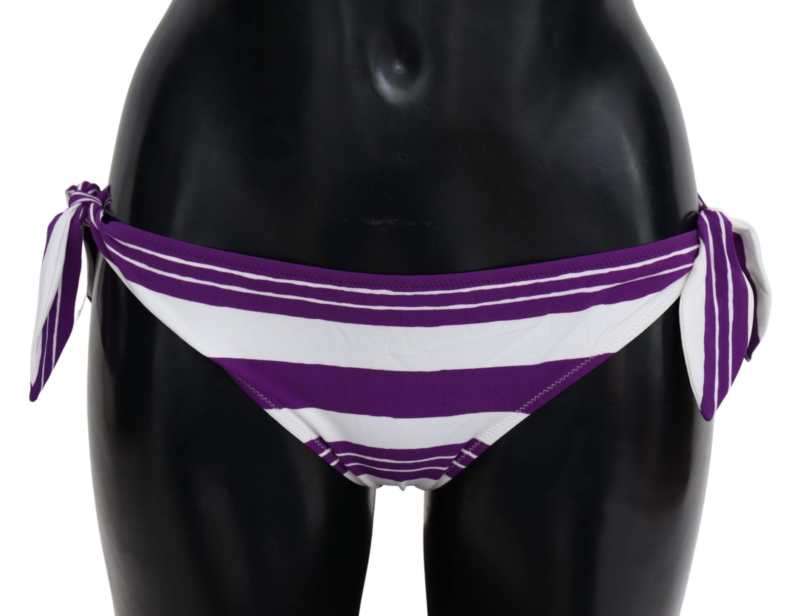 Dolce & Gabbana Purple White Stripes Beachwear Bikini Bottom Dolce & Gabbana