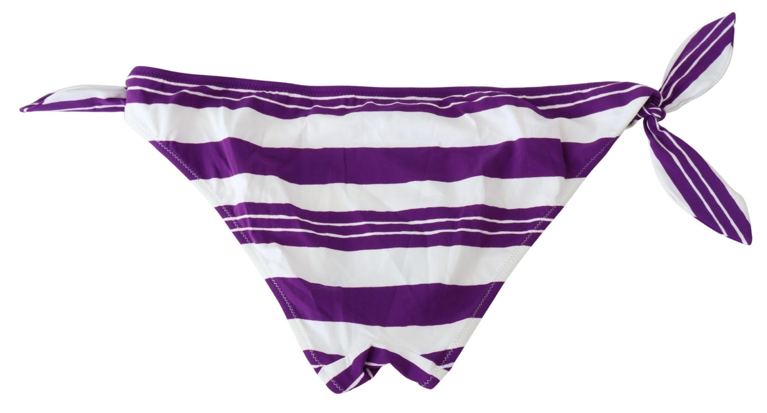 Dolce & Gabbana Purple White Stripes Beachwear Bikini Bottom Dolce & Gabbana